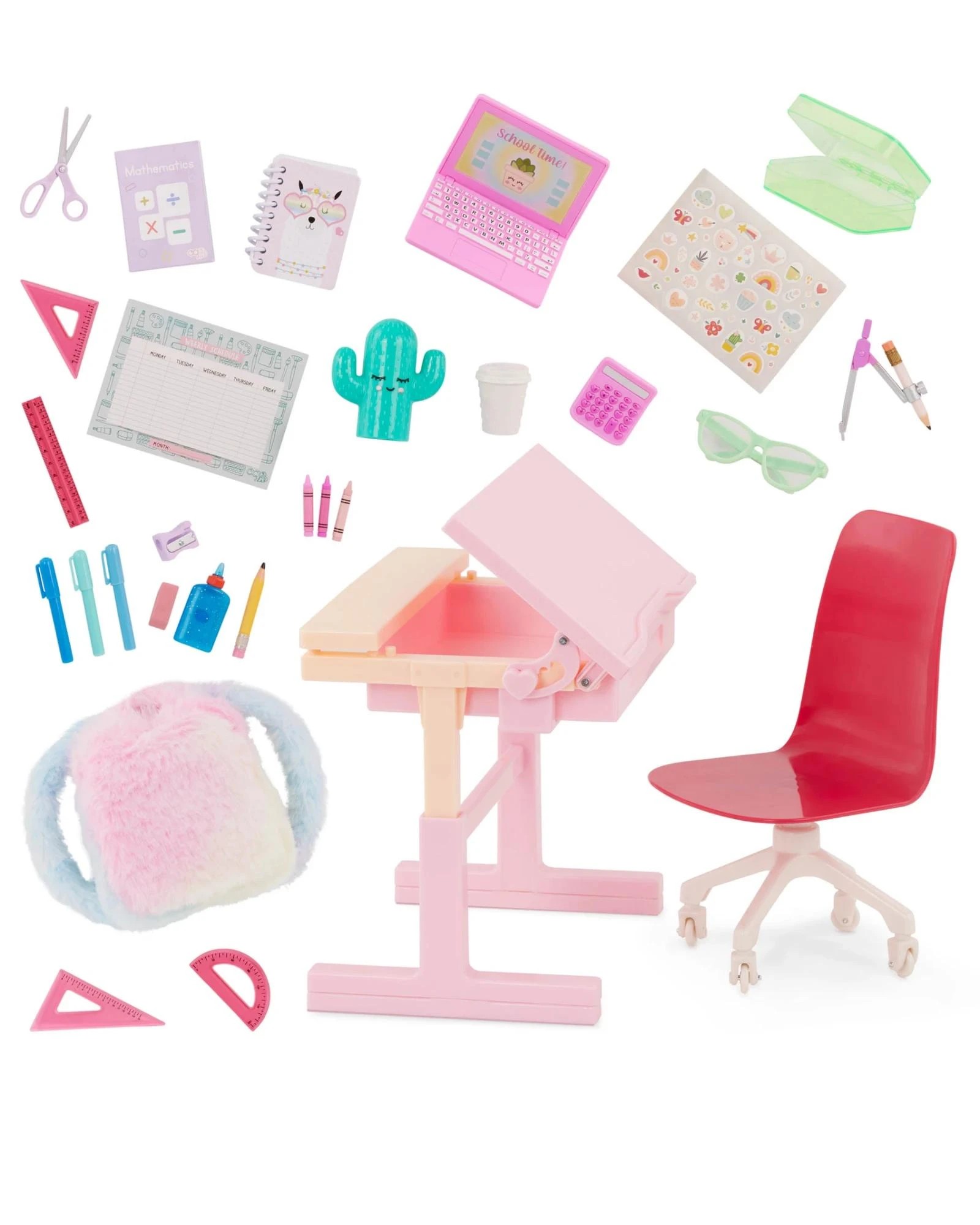 1 Our Generation School Dreams 30 - piece Tilting Desk Set for 18 - inch Dolls - Multi, 1 of 9