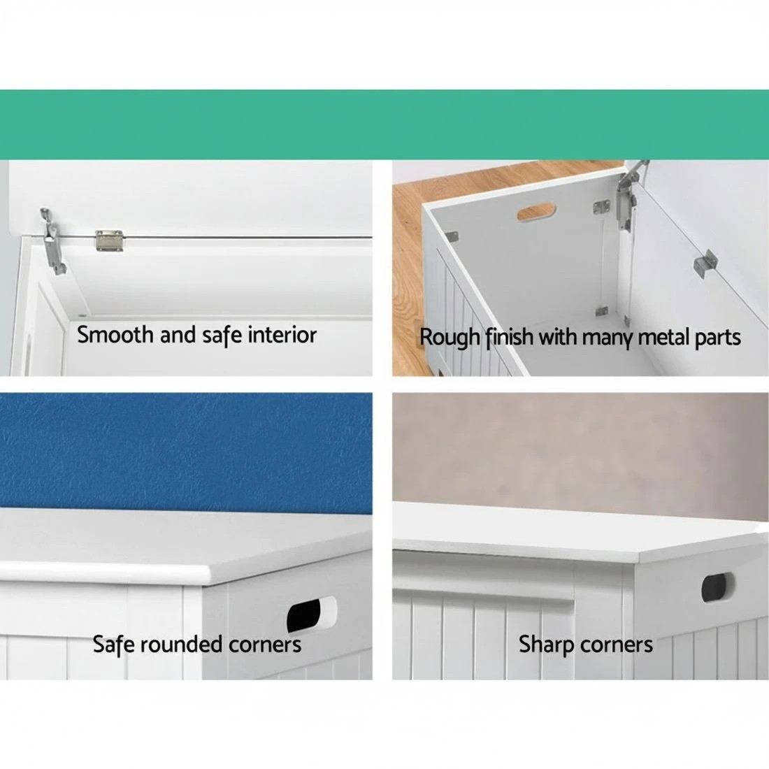 4 Keezi Kids Toy Box Chest Storage Blanket Children Clothes Room Organiser - White, 4 of 8