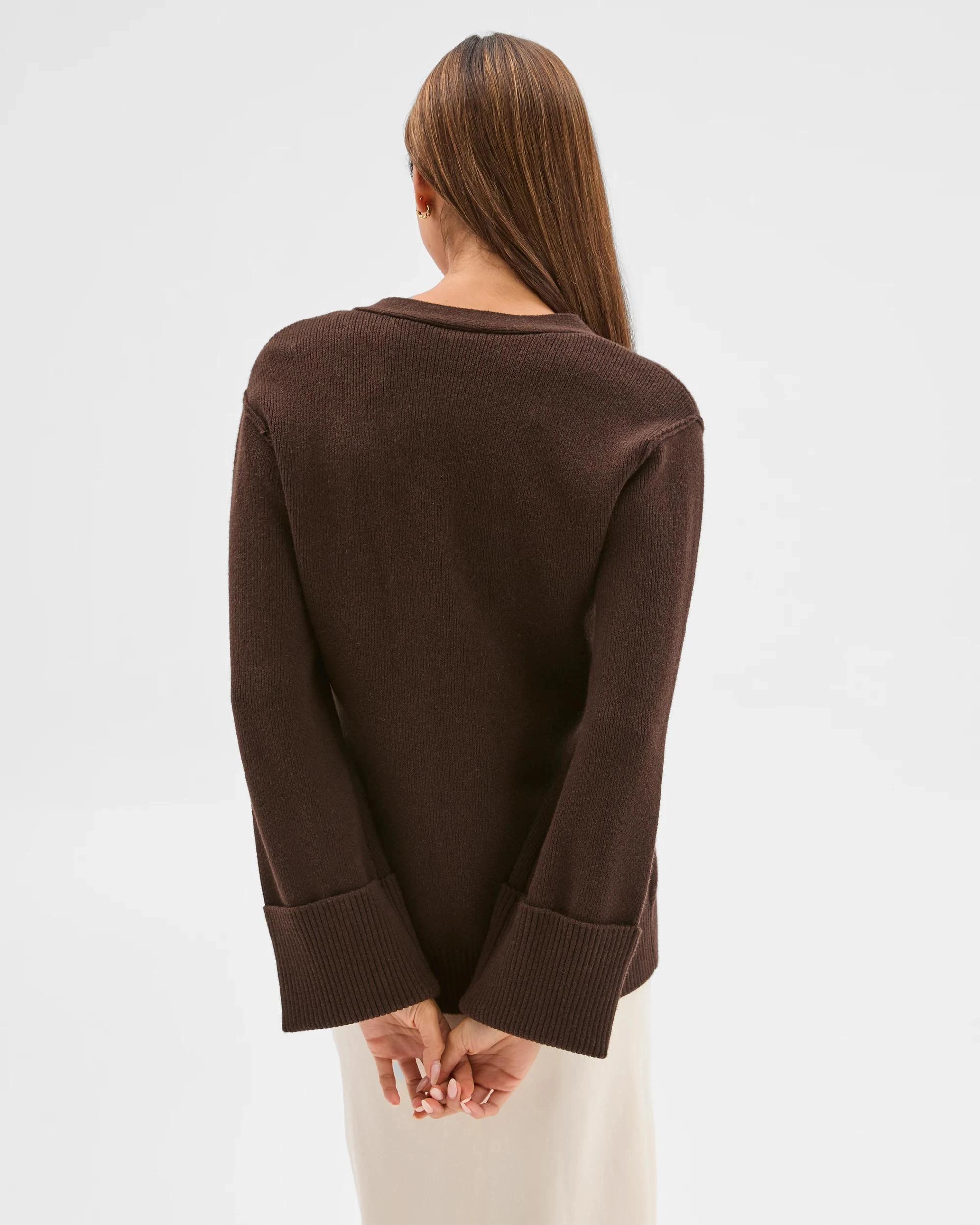 7 Lily Loves Australian Cotton Blend Longline Cardigan TRUFFLE, 7 of 8