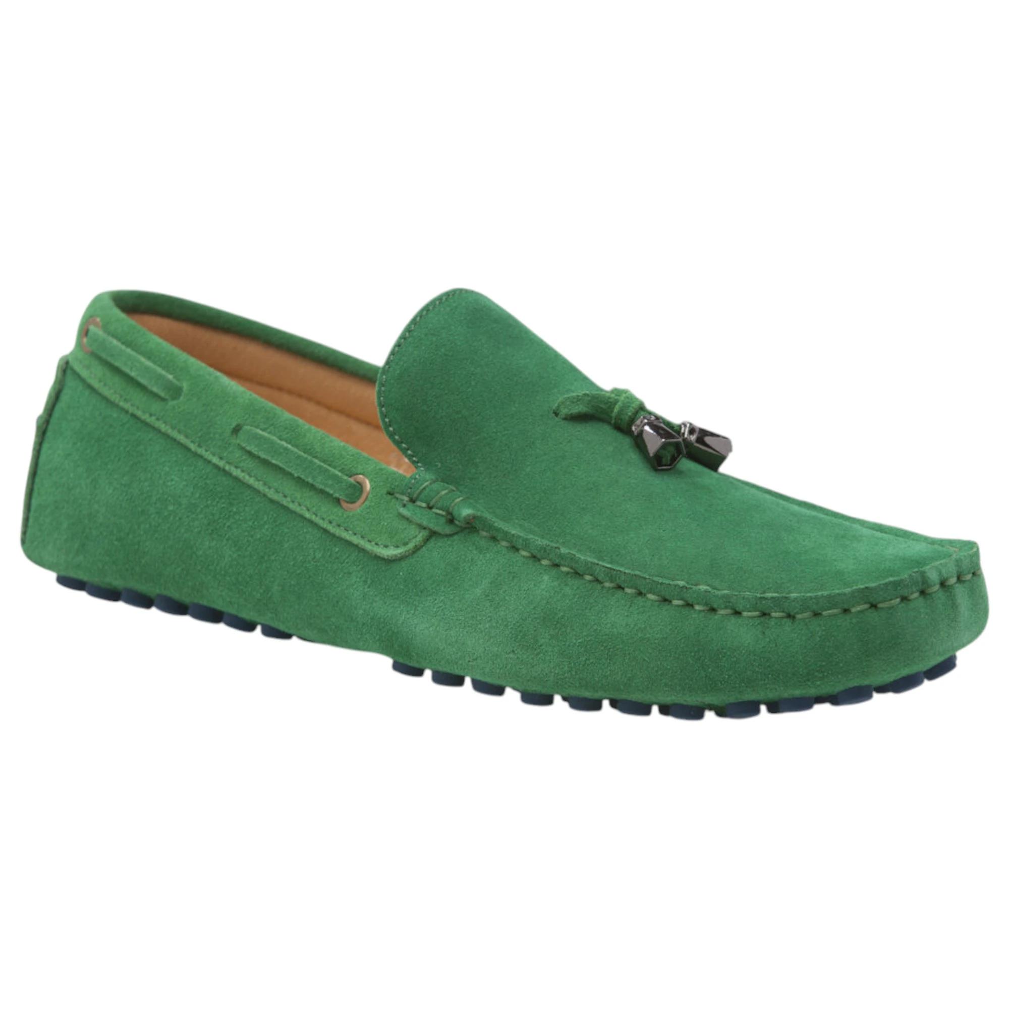 3 Zasel Mens Hulk Suede Casual Slip On Boat Deck Loafers Casual Shoes GREEN, 3 of 3