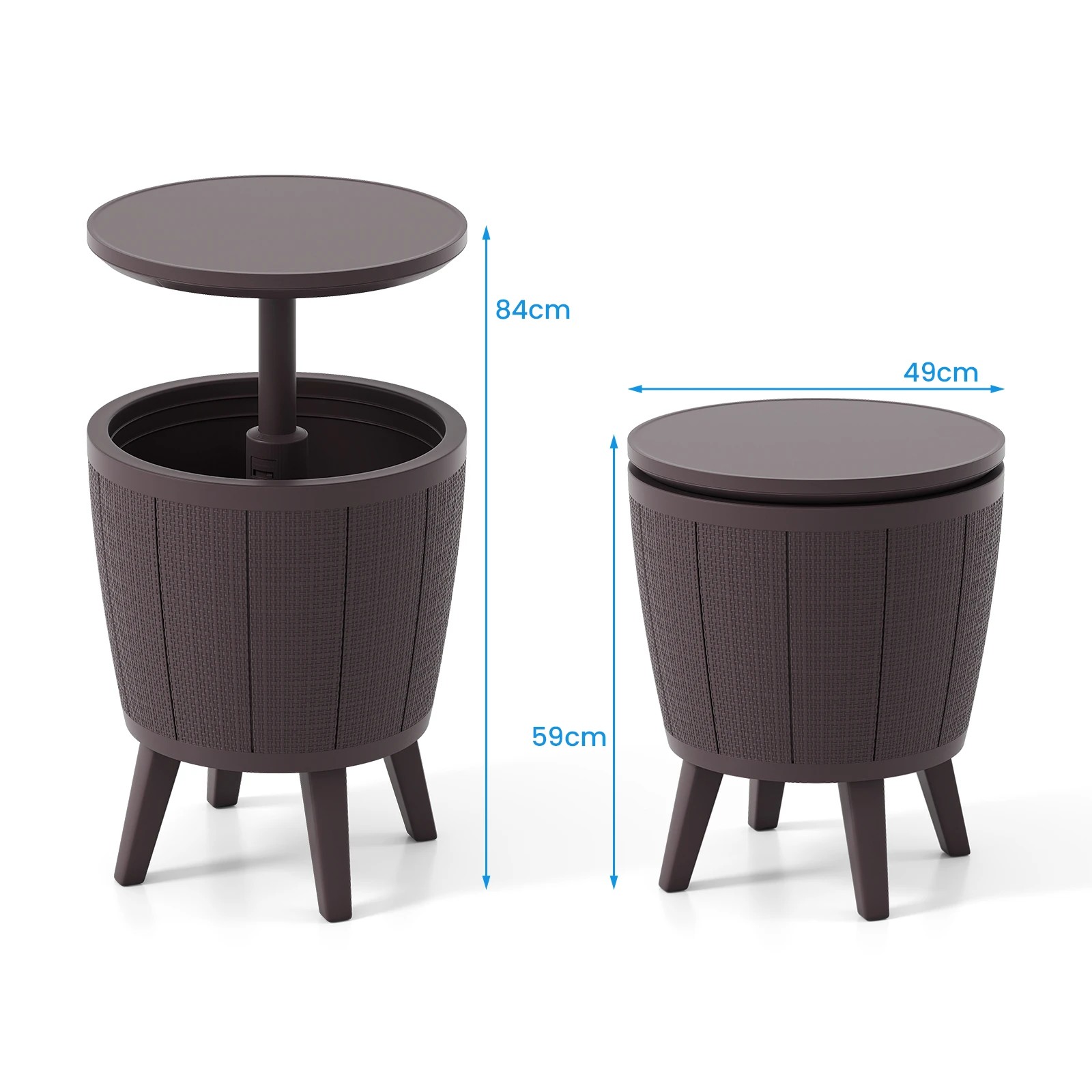 4 Costway 38L Outdoor Cool Cocktail Bar Table Lift Top Cooler Resistant Hot Tub Side Table, 4 of 4