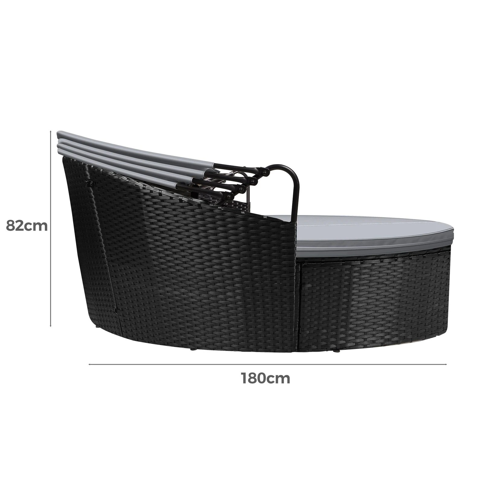 8 Alfordson Outdoor Sun Lounge Day Bed Wicker Furniture Sofa Bed Garden 3PCS - Black, 8 of 10