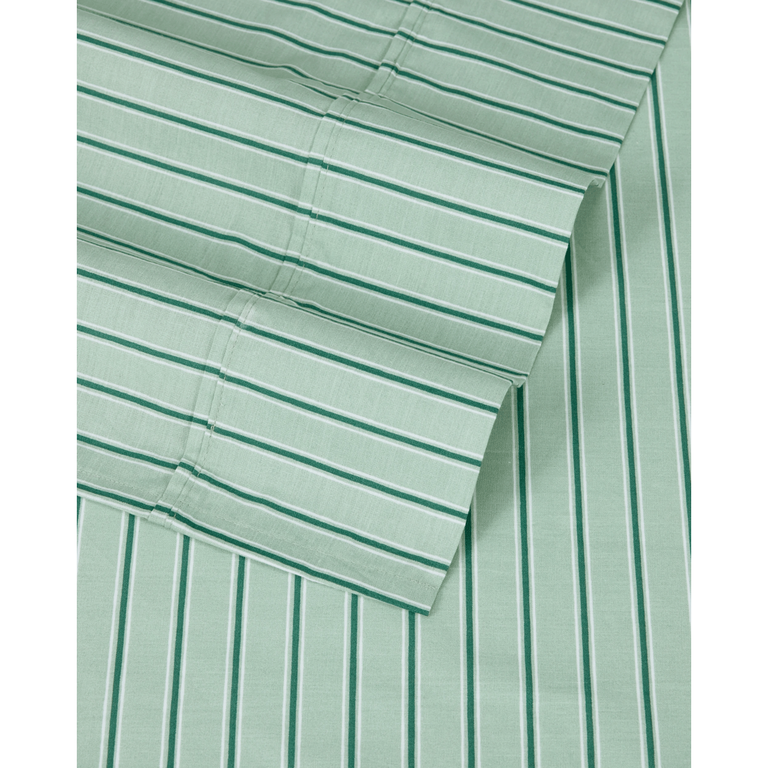 4 250 Thread Count Cotton Stripe Sheet Set - Double Bed, Sage, 4 of 7