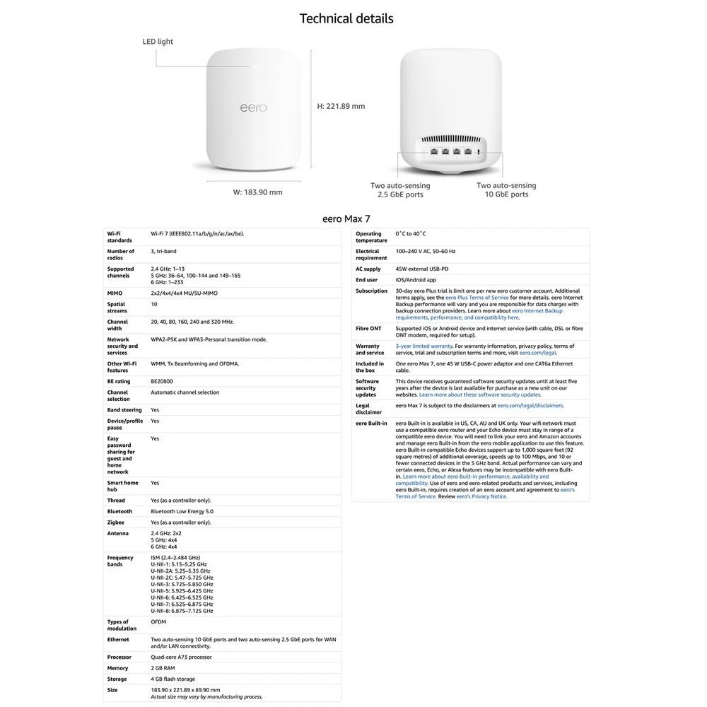 10 Amazon eero Max 7 Mesh Tri-band WiFi 7 Router, 10 of 10
