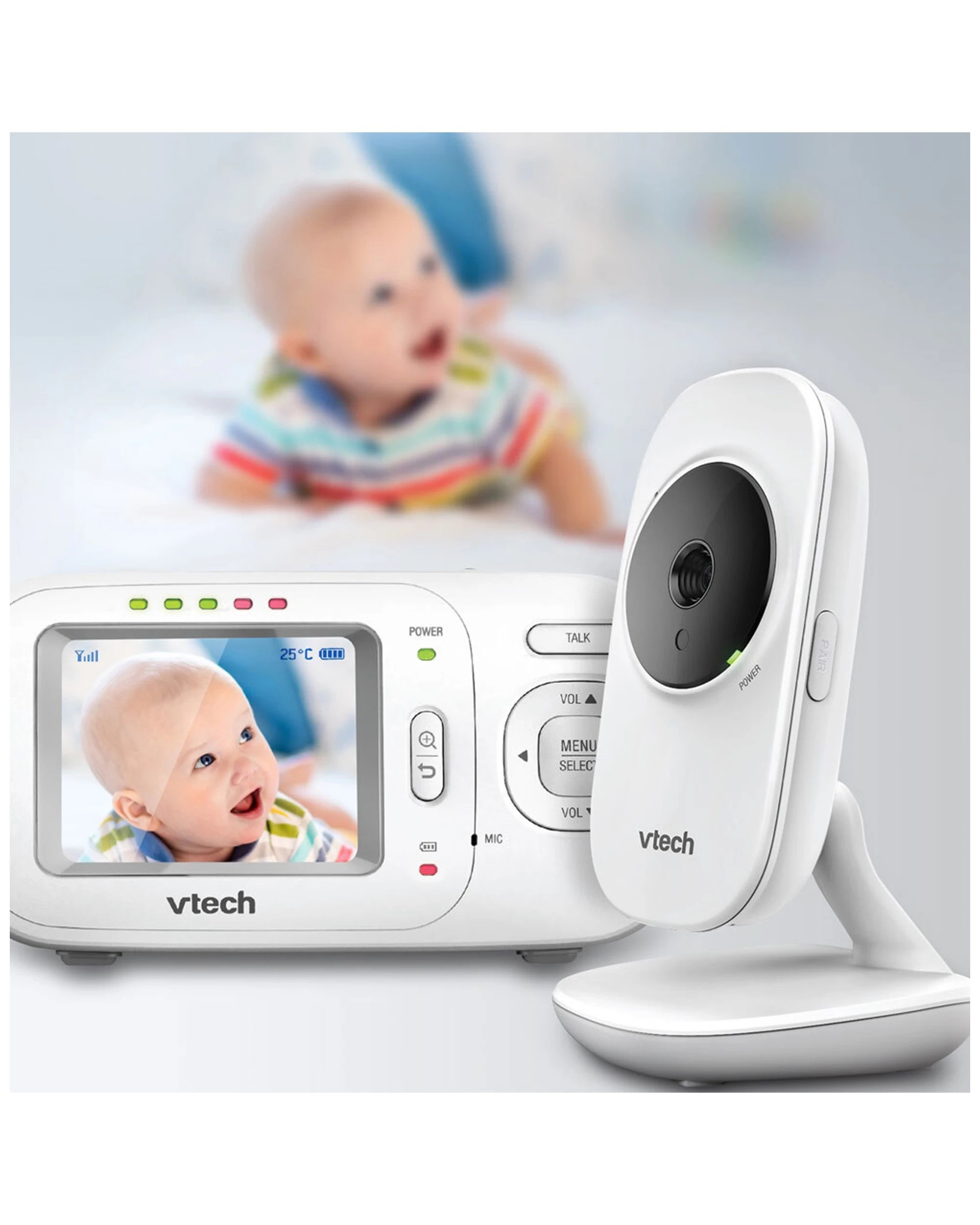 4 Vtech 2.4 Inch Lcd Video Audio Baby Monitor With Night Vision And Wall Mountable Design
 - White, 4 of 4