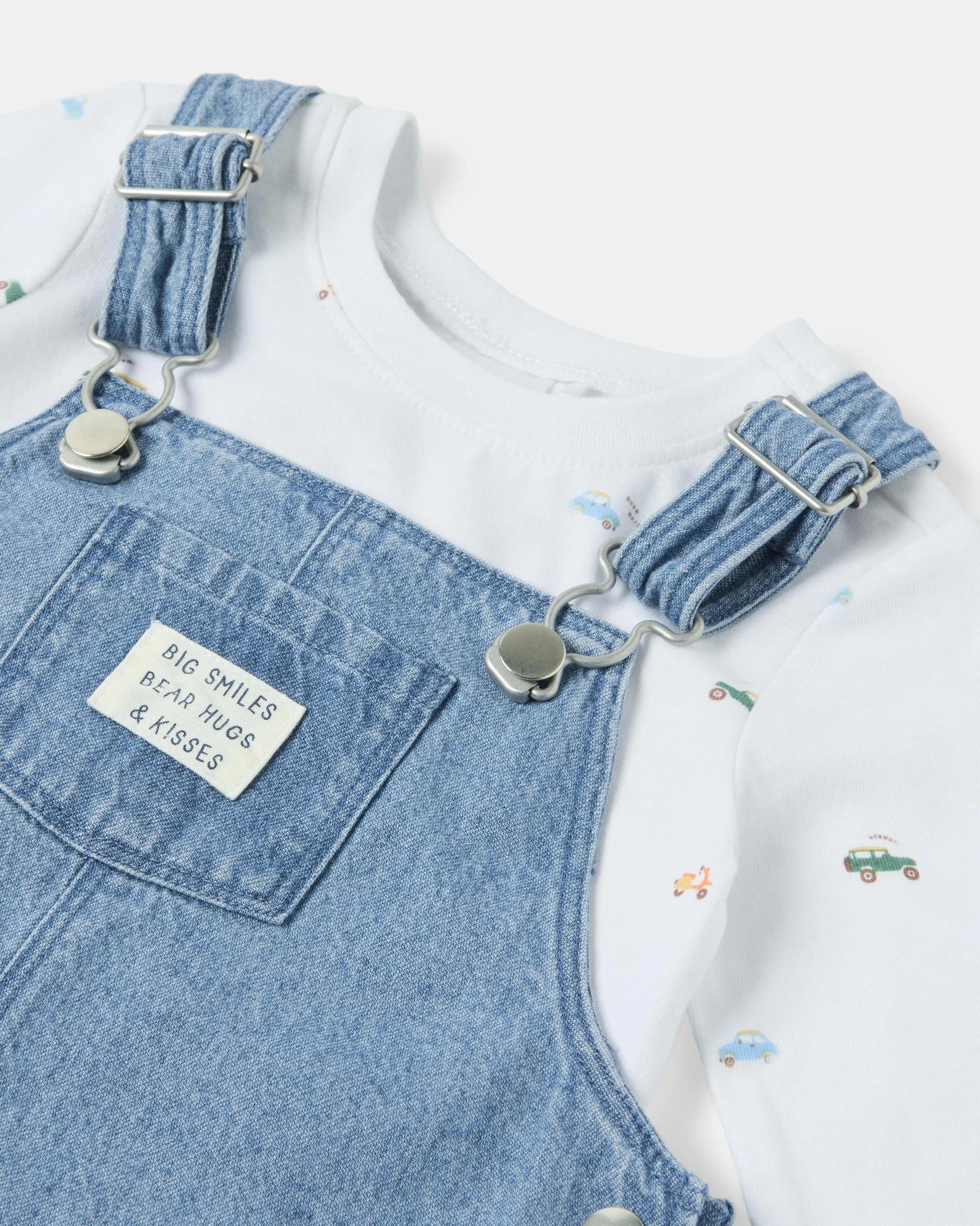 5 Long Sleeve Dungaree Set Cars, 5 of 5