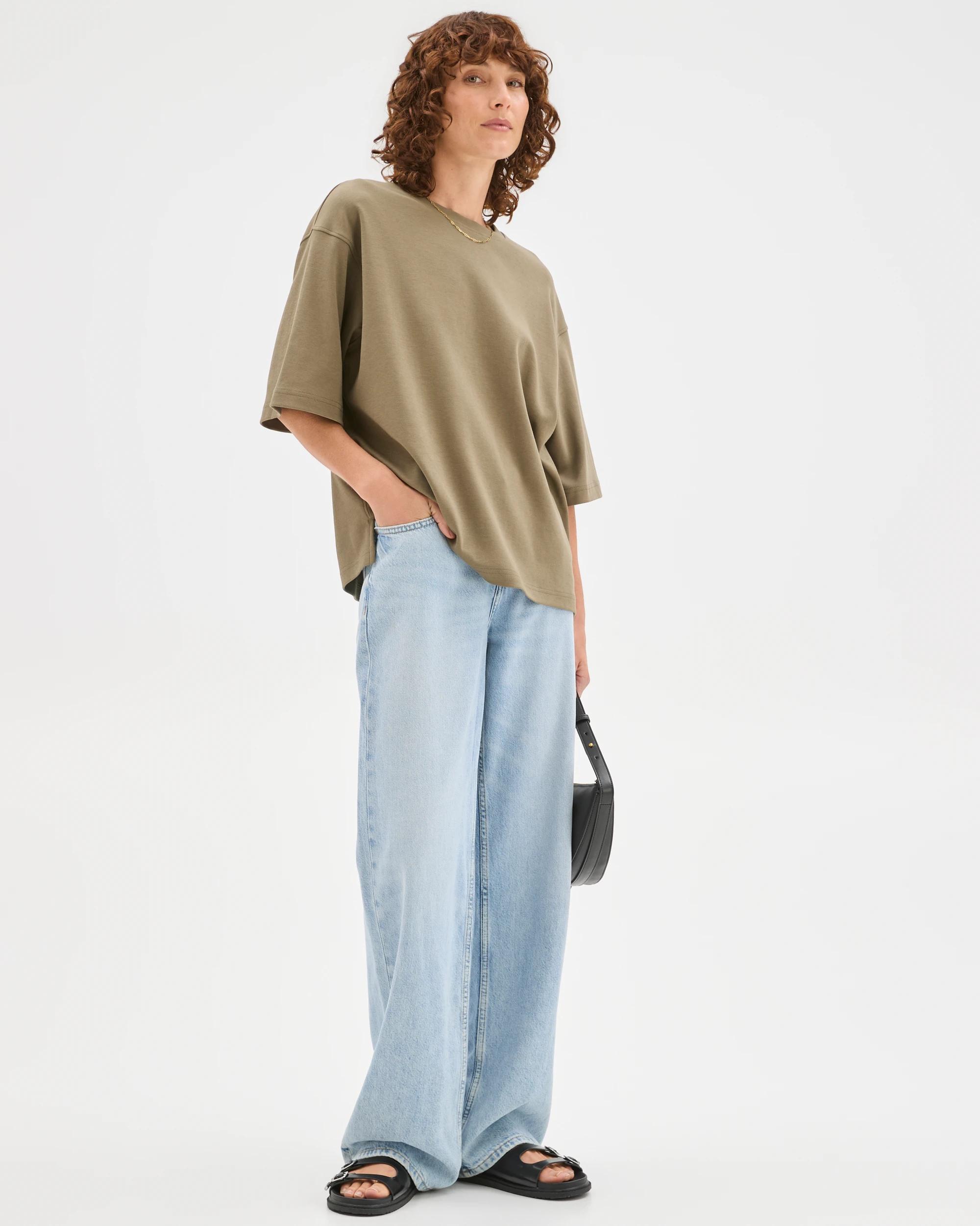 1 Target Australian Cotton Heavyweight Boxy T-Shirt DUSTY OLIVE, 1 of 7