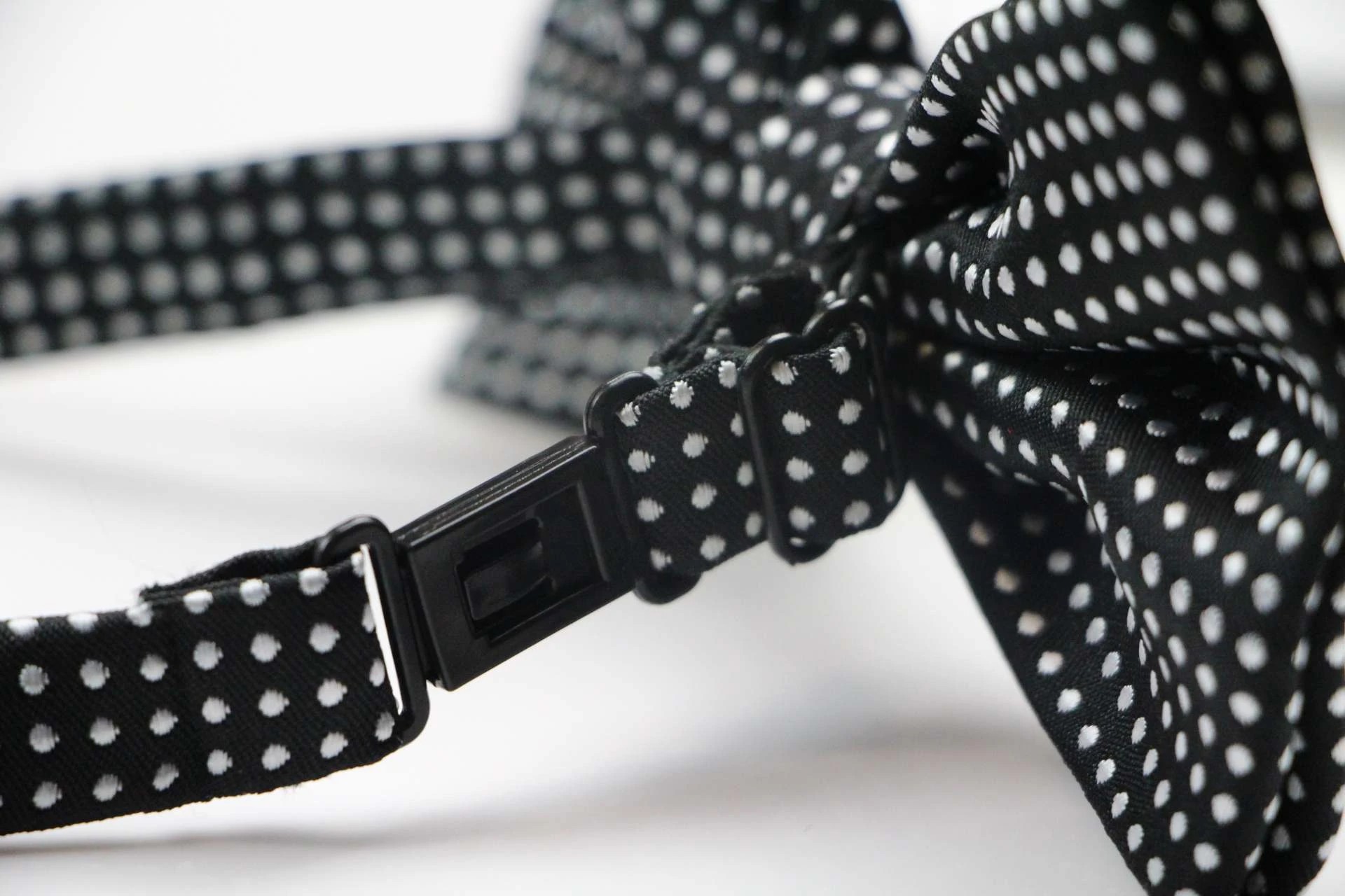 2 Zasel Mens Black Plain Coloured Bow Tie With White Polka Dots - Black, 2 of 5