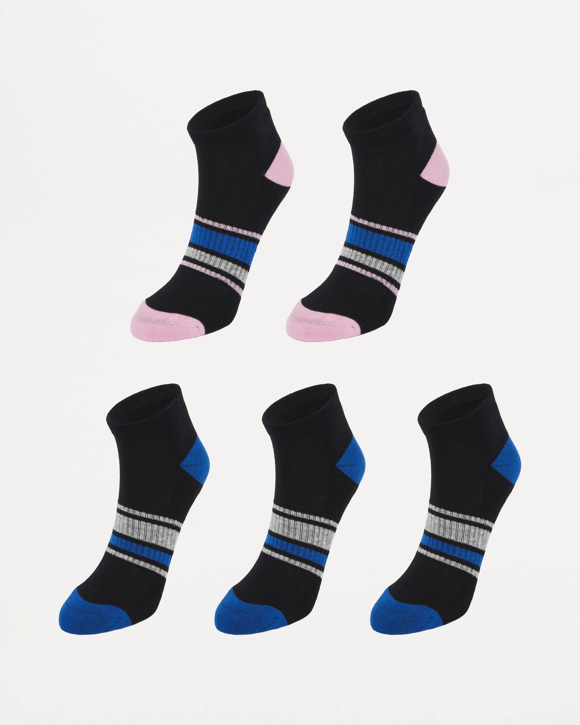 1 5 Pack Active Anklet Socks with Arch Support BLUE, BLACK, 1 of 3