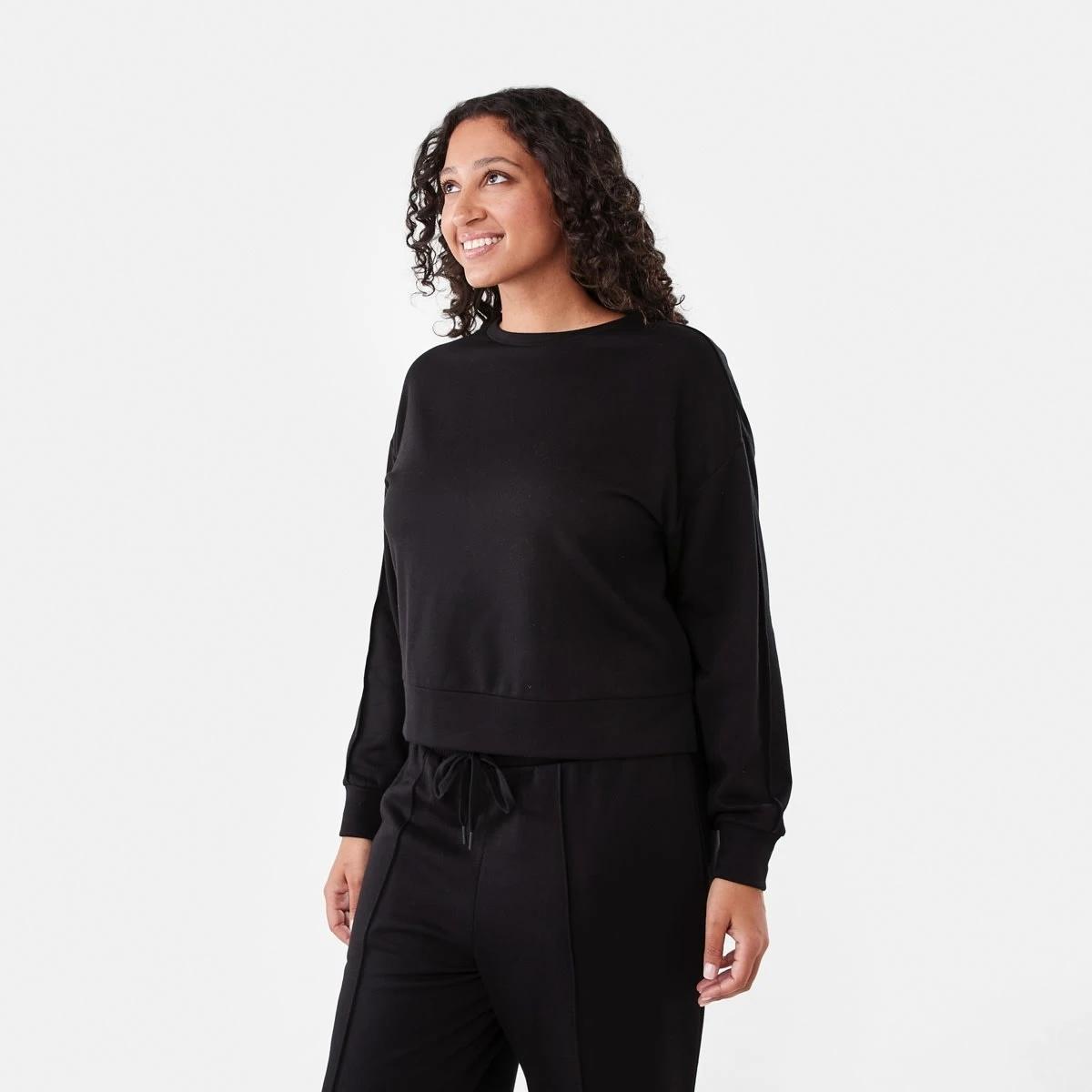 2 Soft Touch Boxy Crew Sweatshirt Black, 2 of 6