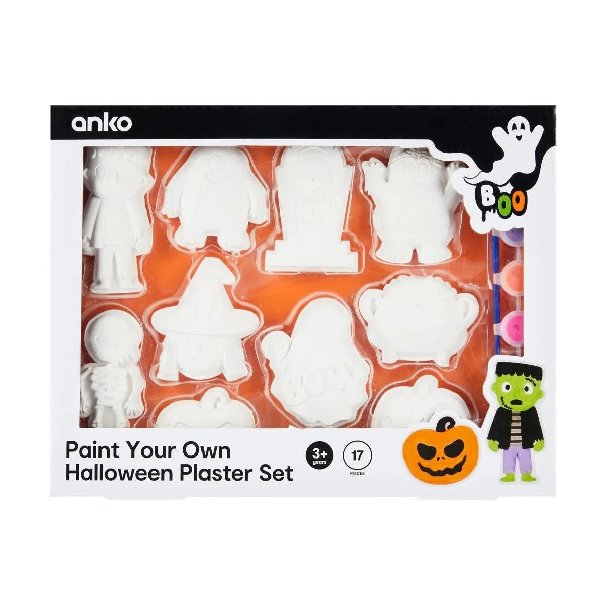 1 17 Piece Paint Your Own Halloween Plaster Set, 1 of 7