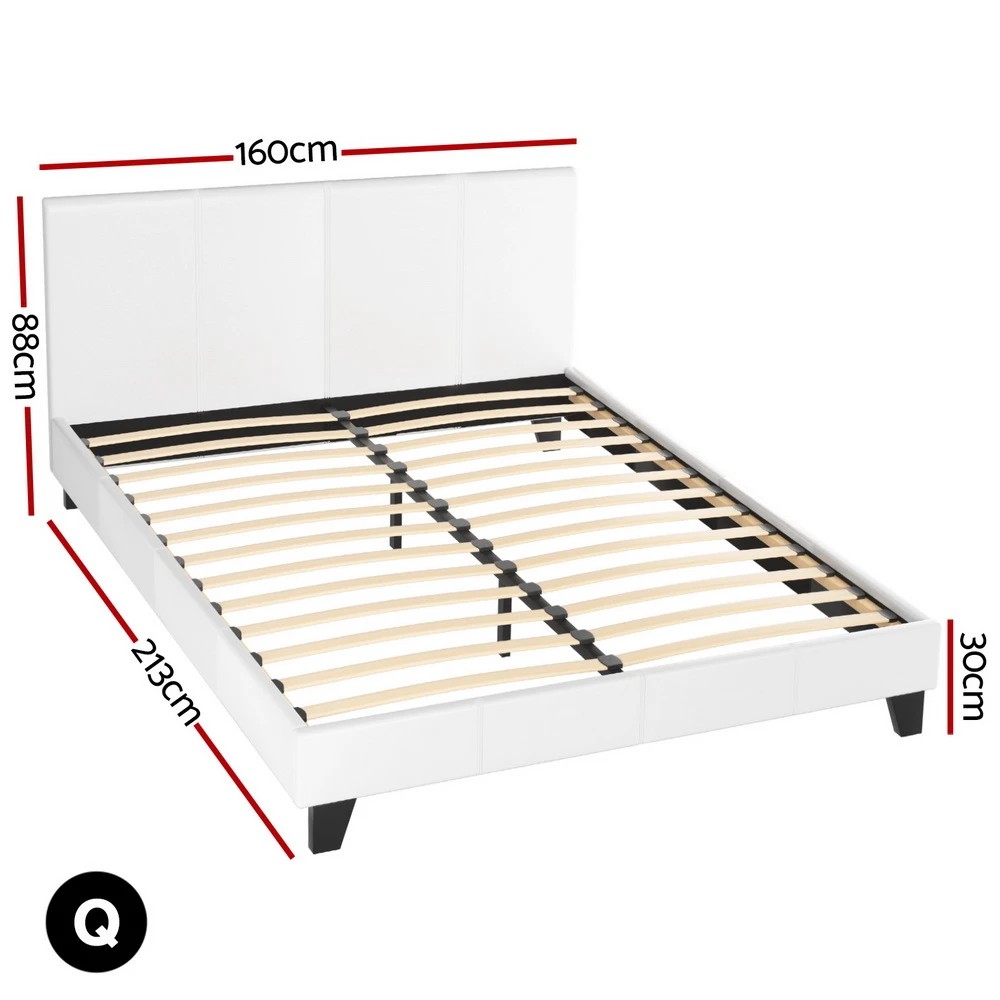 2 Artiss Bed Frame Queen Size  NEO - White, 2 of 7