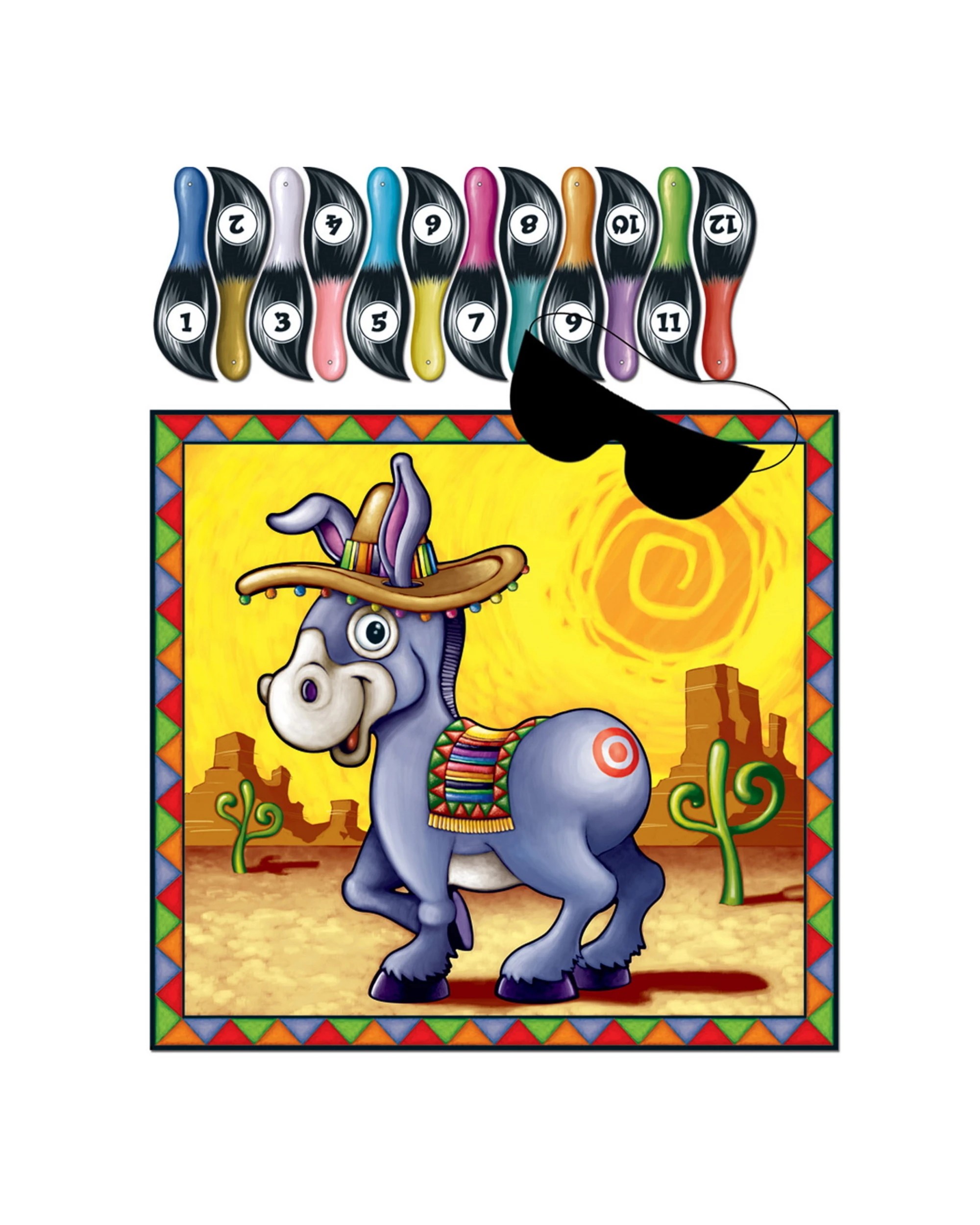1 Beistle Fiesta Pin the Tail Donkey Party Game - Multi, 1 of 1