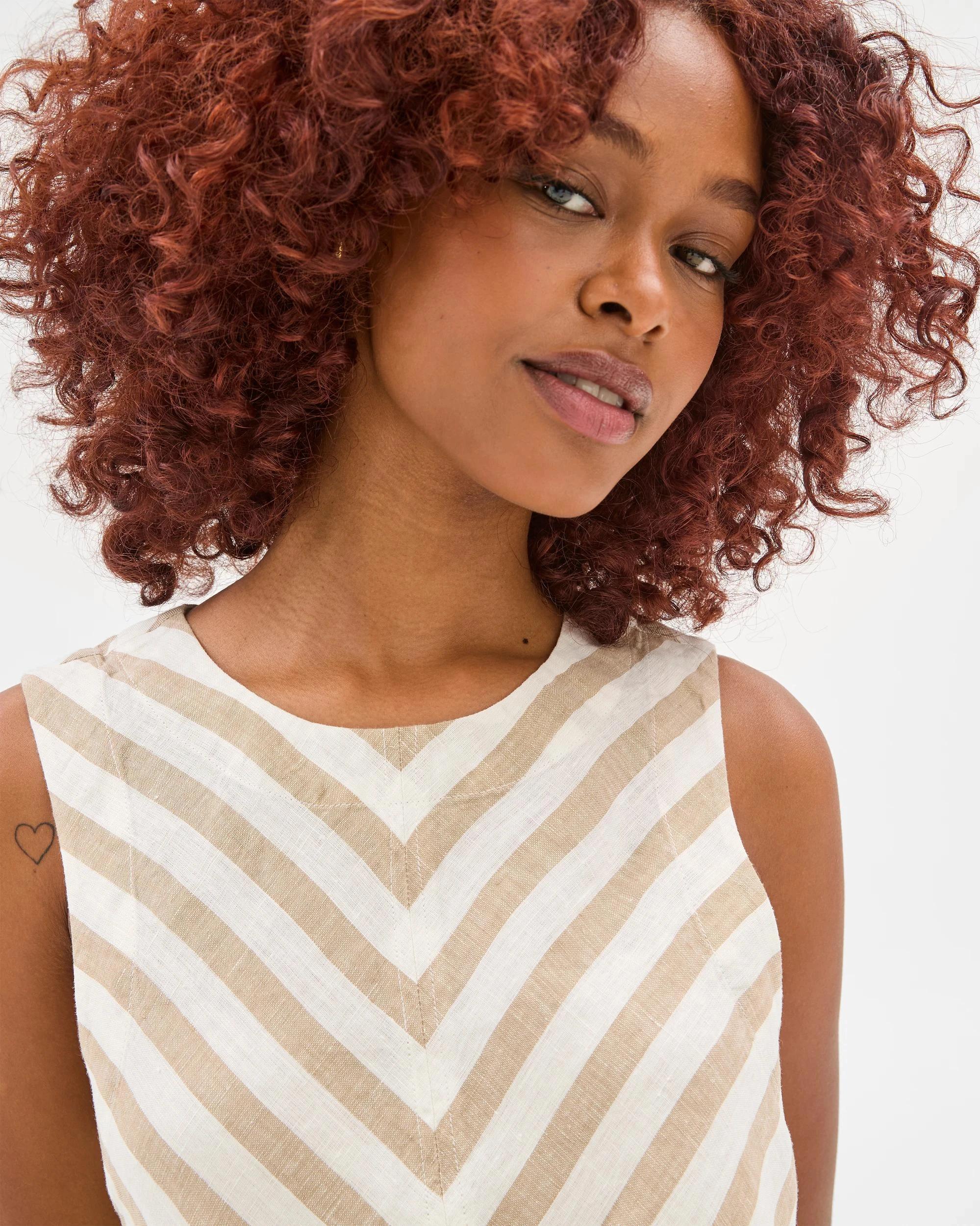 4 Target Petites European Linen Sleeveless A-Line Tank Top CHEVRON STRIPE, 4 of 5