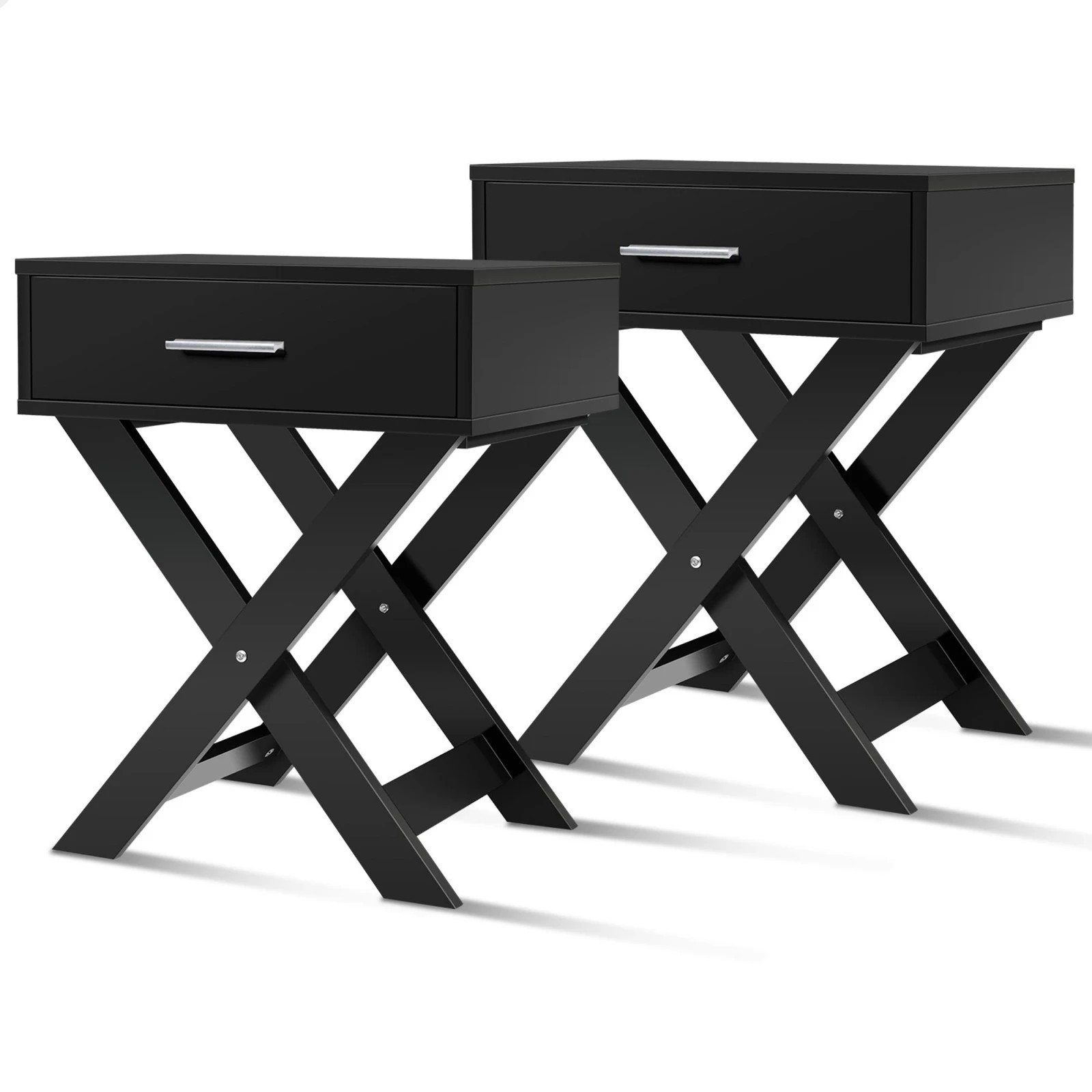 1 Alfordson 2x Bedside Table French Country Nightstand - Black, 1 of 10