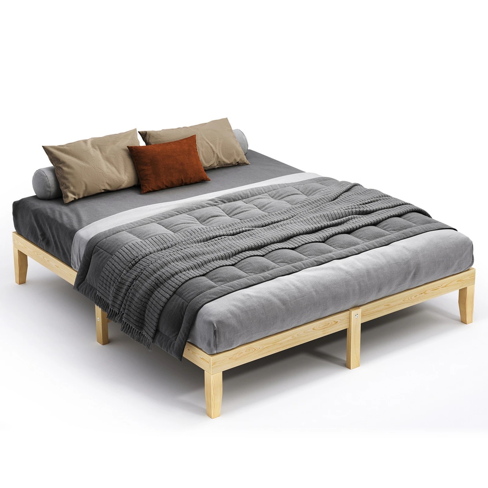 1 Alfordson Bed Frame Wooden Timber King Size Mattress Base Platform Pramod - Natural, 1 of 10
