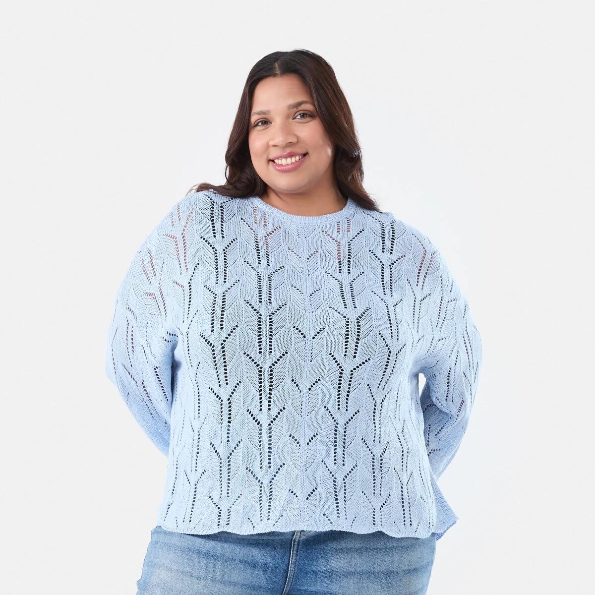 1 Curve Crochet Batwing Jumper BRUNI BLUE, 1 of 5