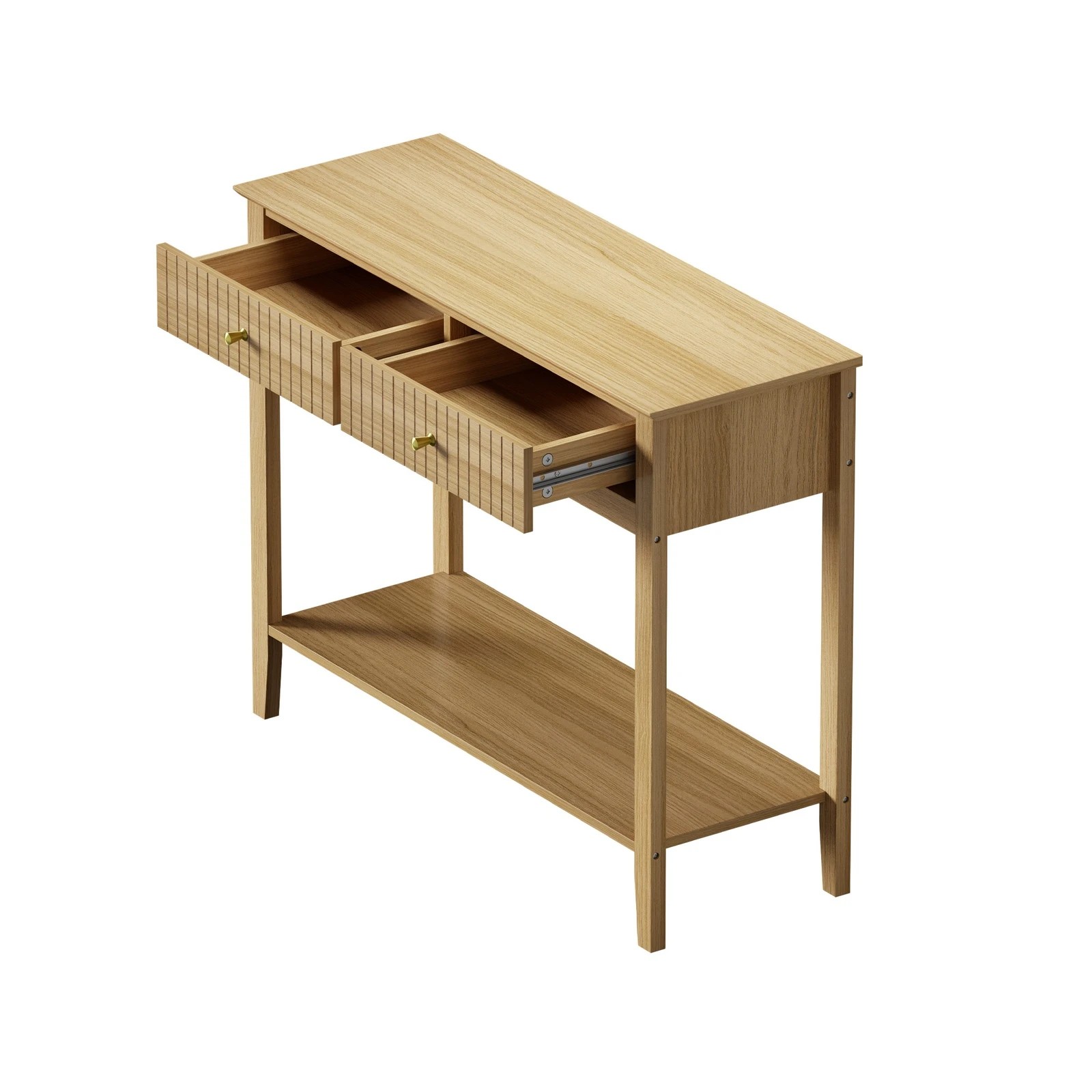 8 Oikiture 100cm Console Table Hallway Table With 2 Storage Drawer Entry Desk
 - Natural, 8 of 10