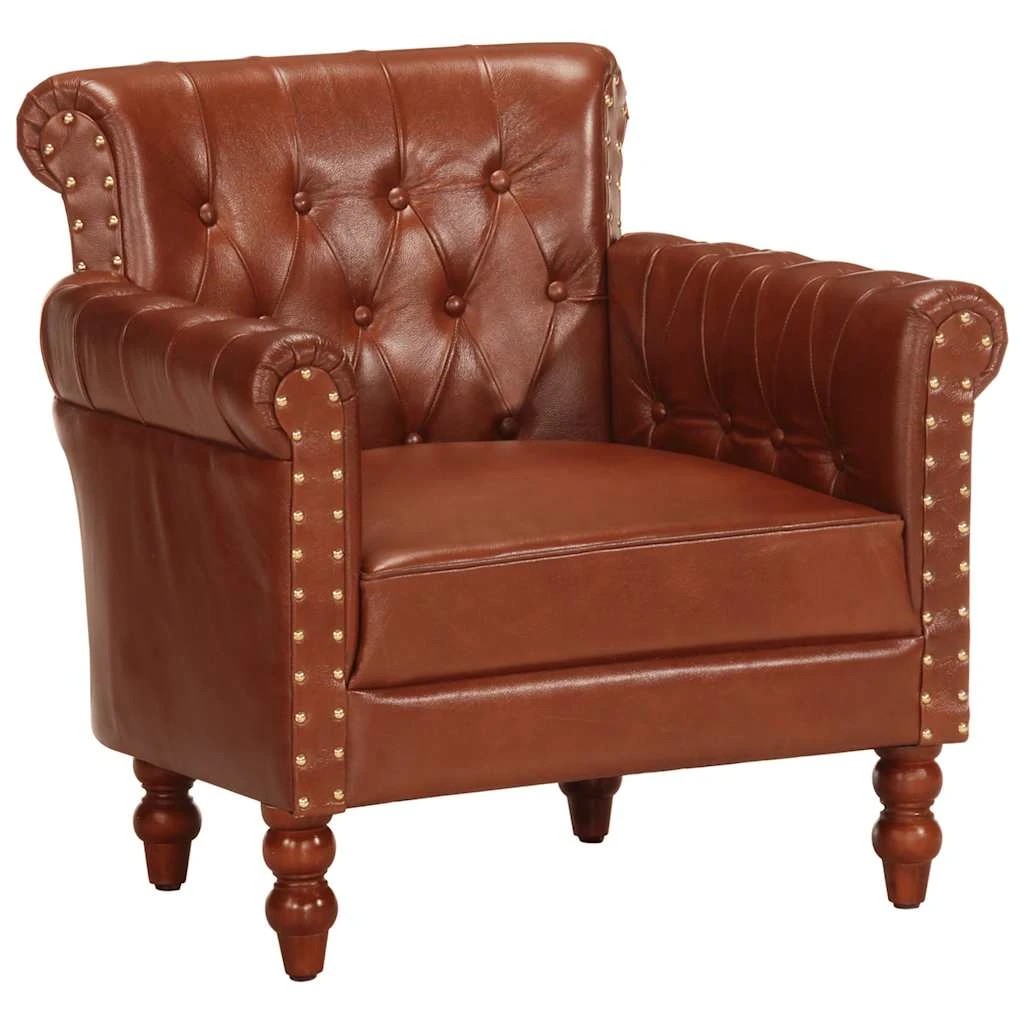 1 vidaXL Chair Leather - Brown, 1 of 8