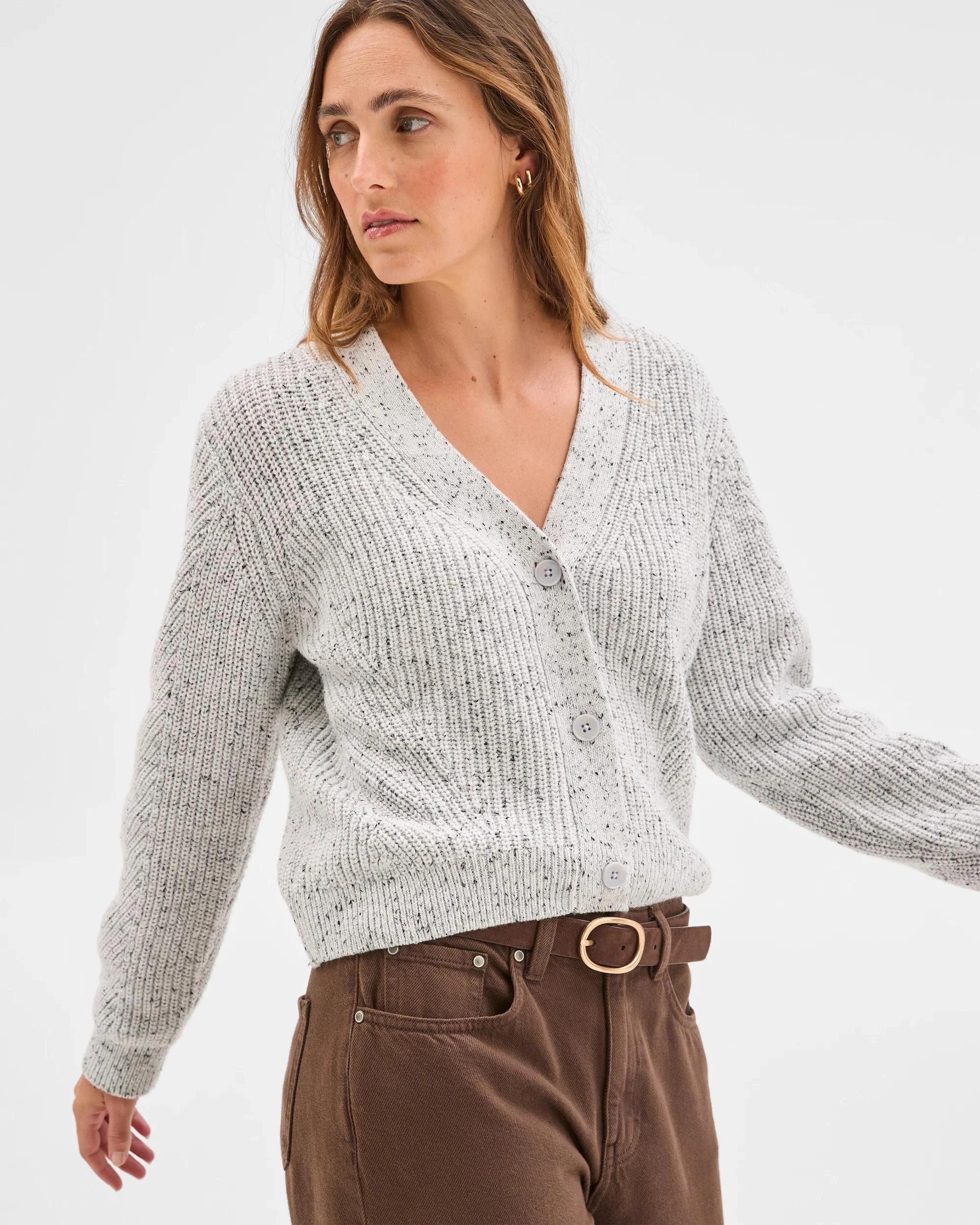 3 Target Woman Australian Cotton Blend V-Neck Knit Cardigan LIGHT GREY, 3 of 5