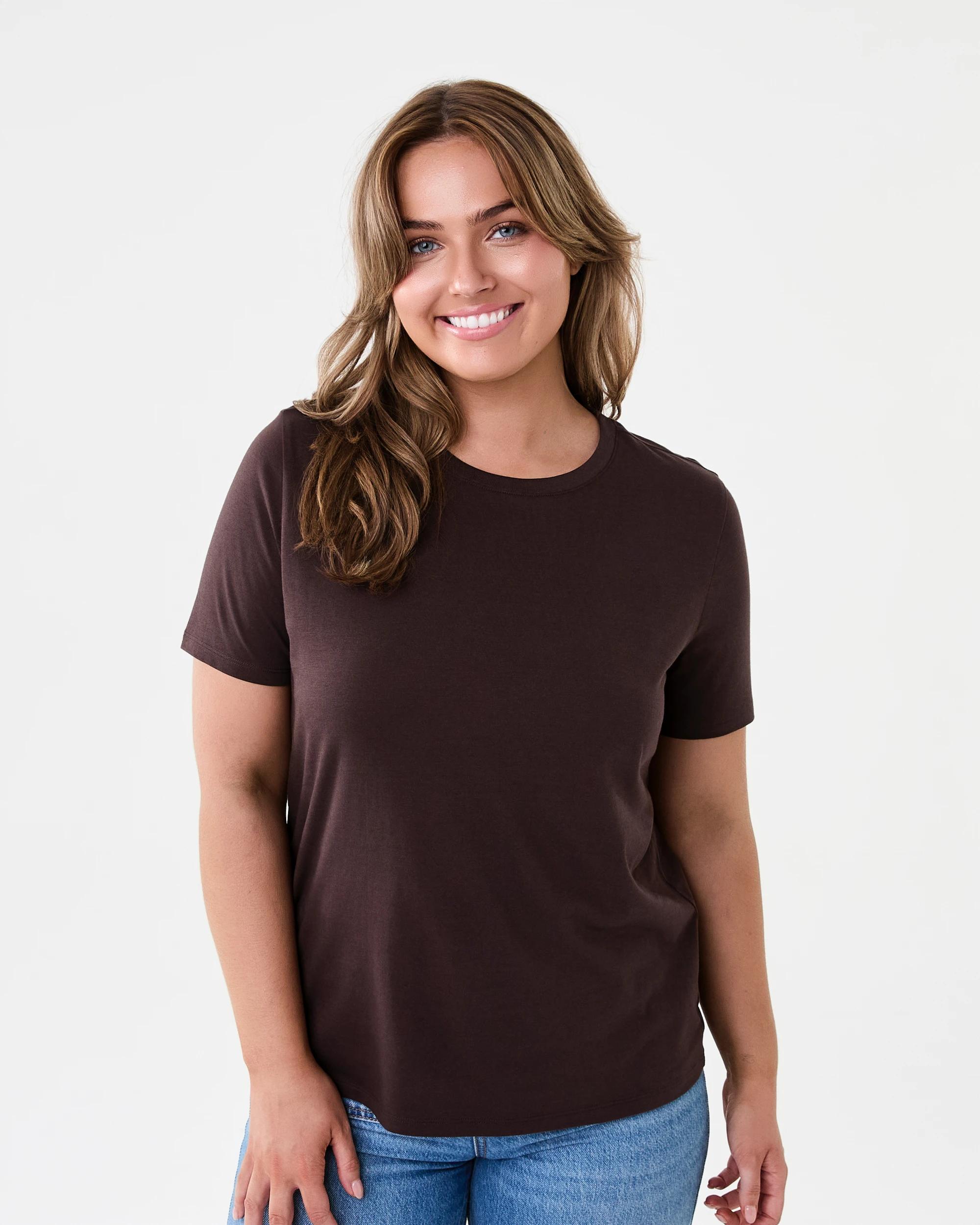 1 Short Sleeve Cotton T-shirt Melt Brown, 1 of 5
