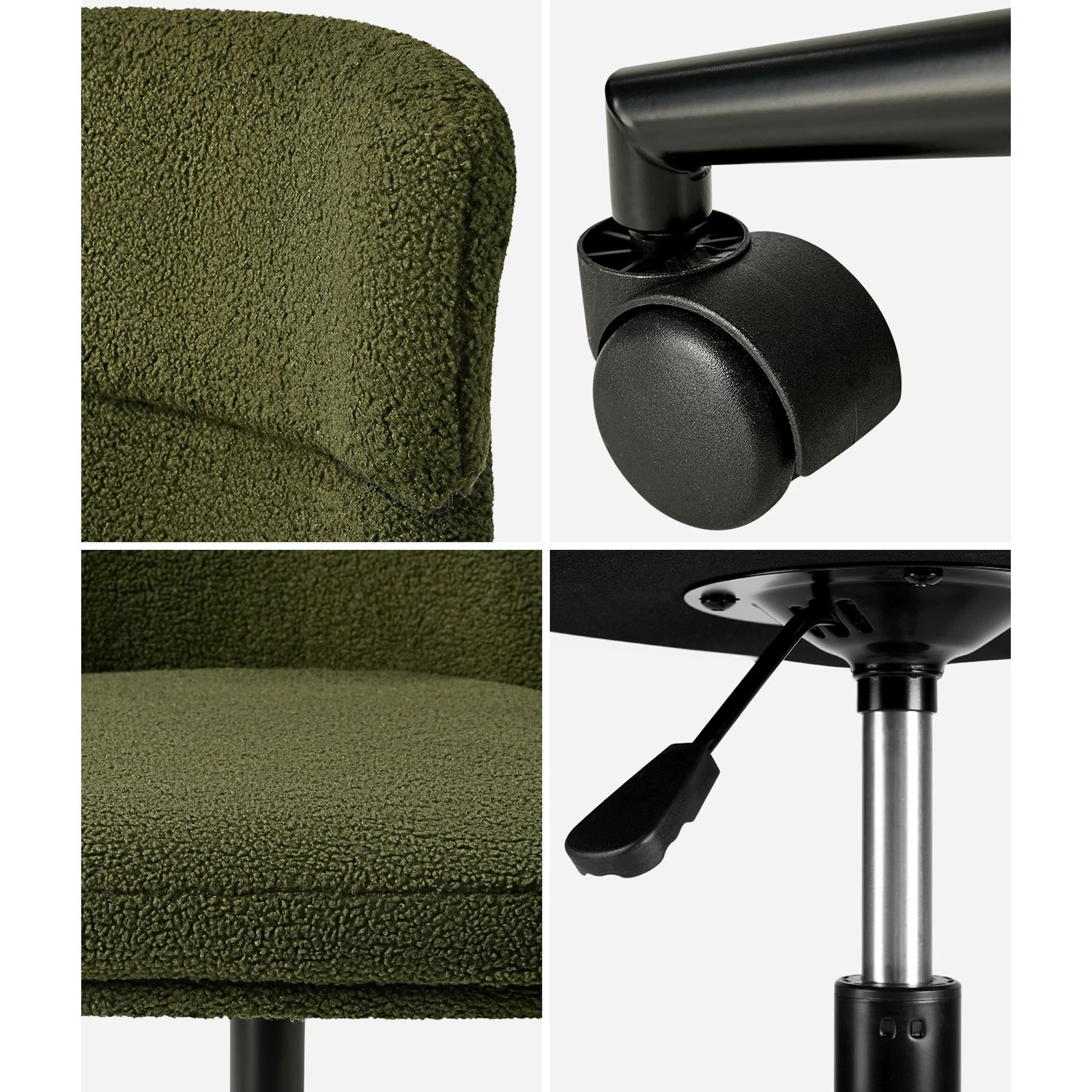 5 Oikiture Armless Office Chair Mid Back Computer Desk Chair Wheels Fabric - Green, 5 of 7