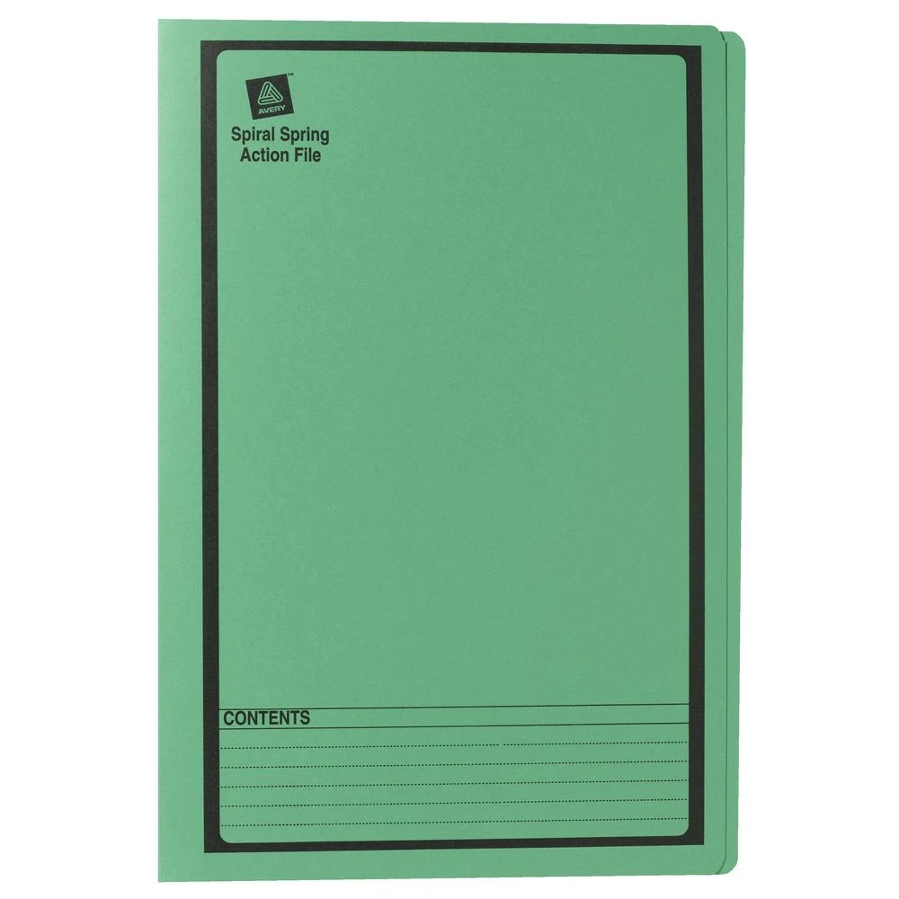 2 Avery Spiral Spring File Foolscap Green with Black Print, 2 of 6