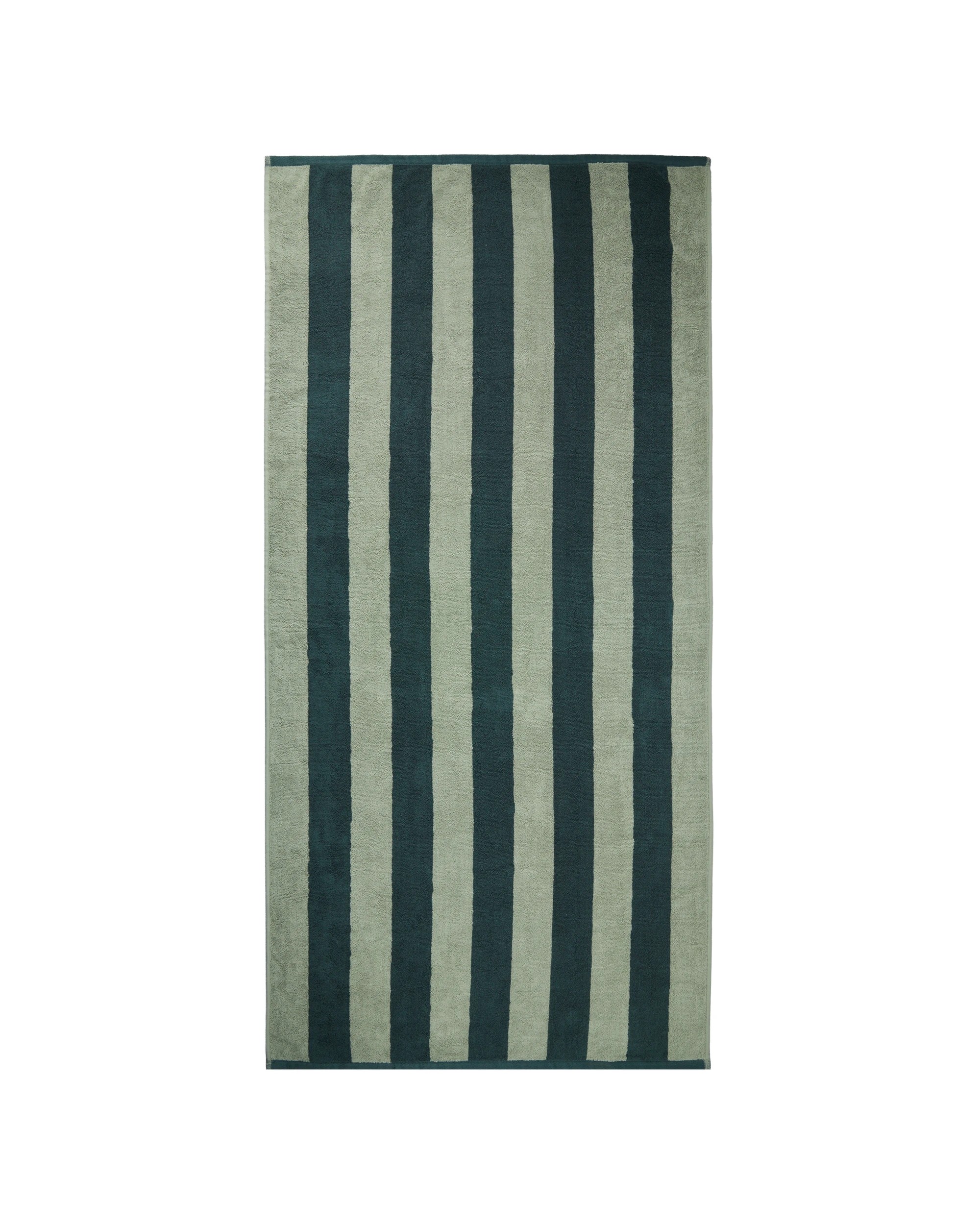 3 Stripe Cotton Bath Towel - Green, 3 of 5