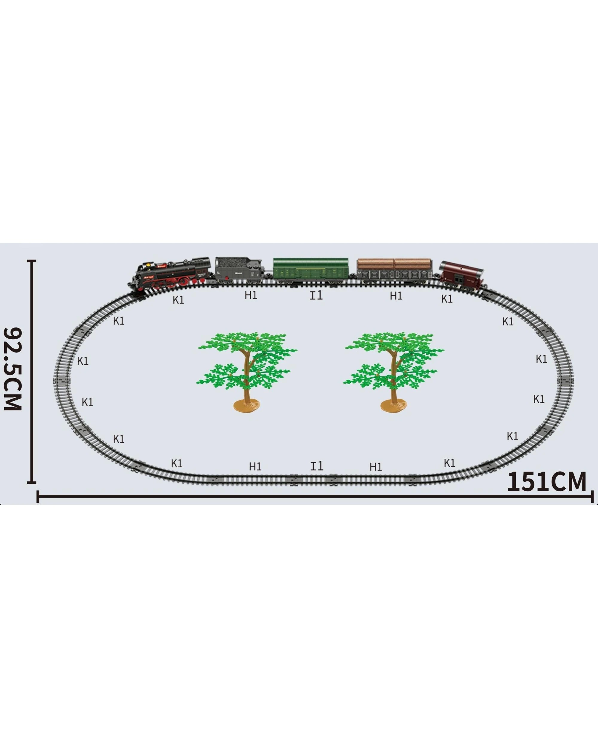 3 Fenming Train Electric Steam Train Set with Lights and Steam Effect 68 Pieces Carry Case, 3 of 3