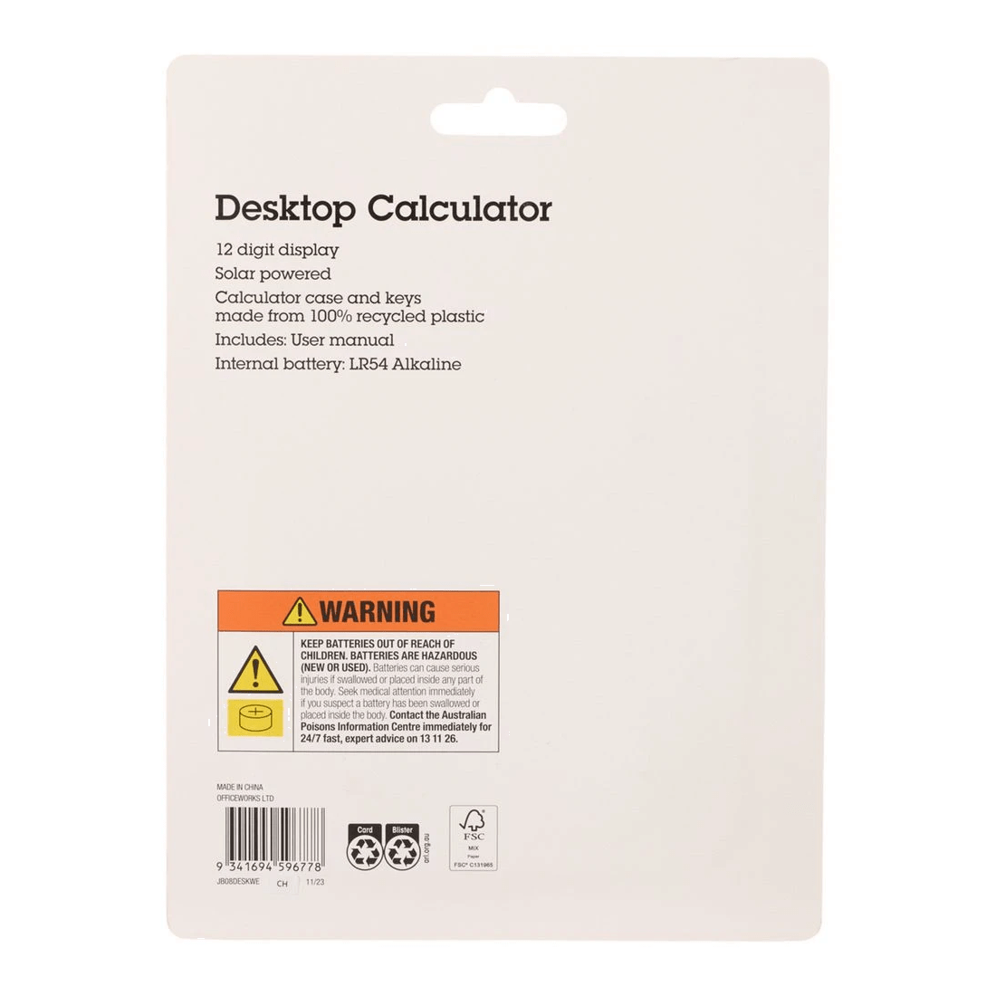 3 J.Burrows Desktop 12 Digit Calculator White, 3 of 4