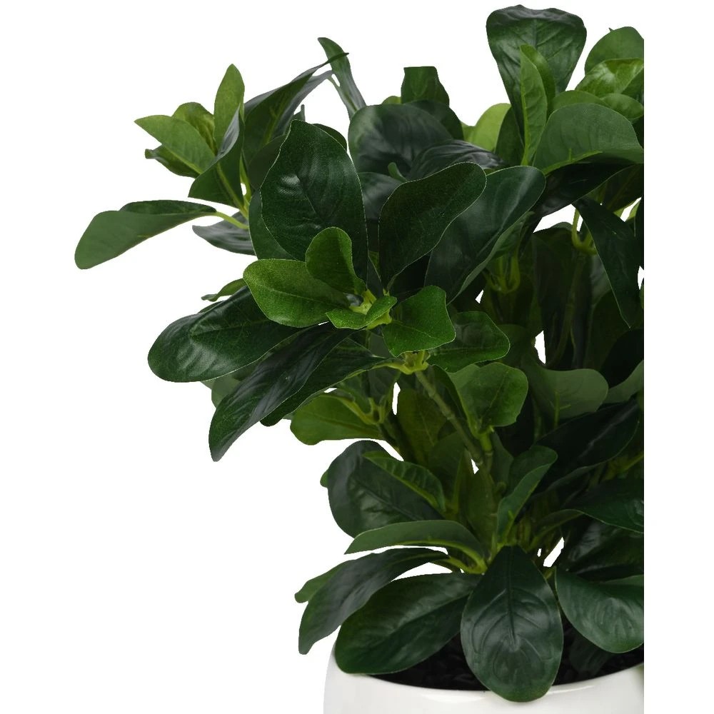 2 Otto Round White Glazed Pot with Plant, 2 of 3