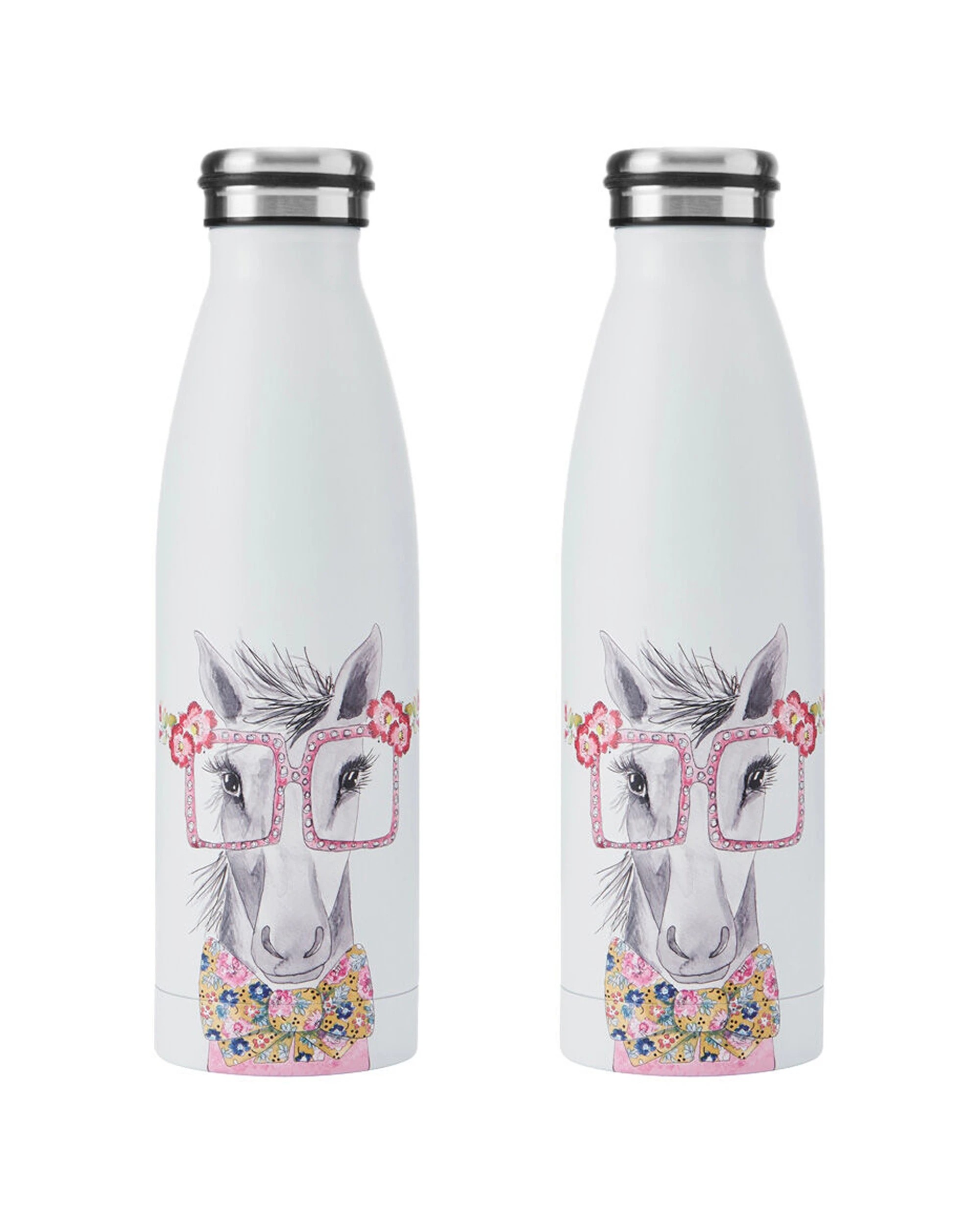 1 Mikasa 2PK Horse Themed Sleeved Insulated Water Bottle Vacuum Insulated 500mL - White, 1 of 5