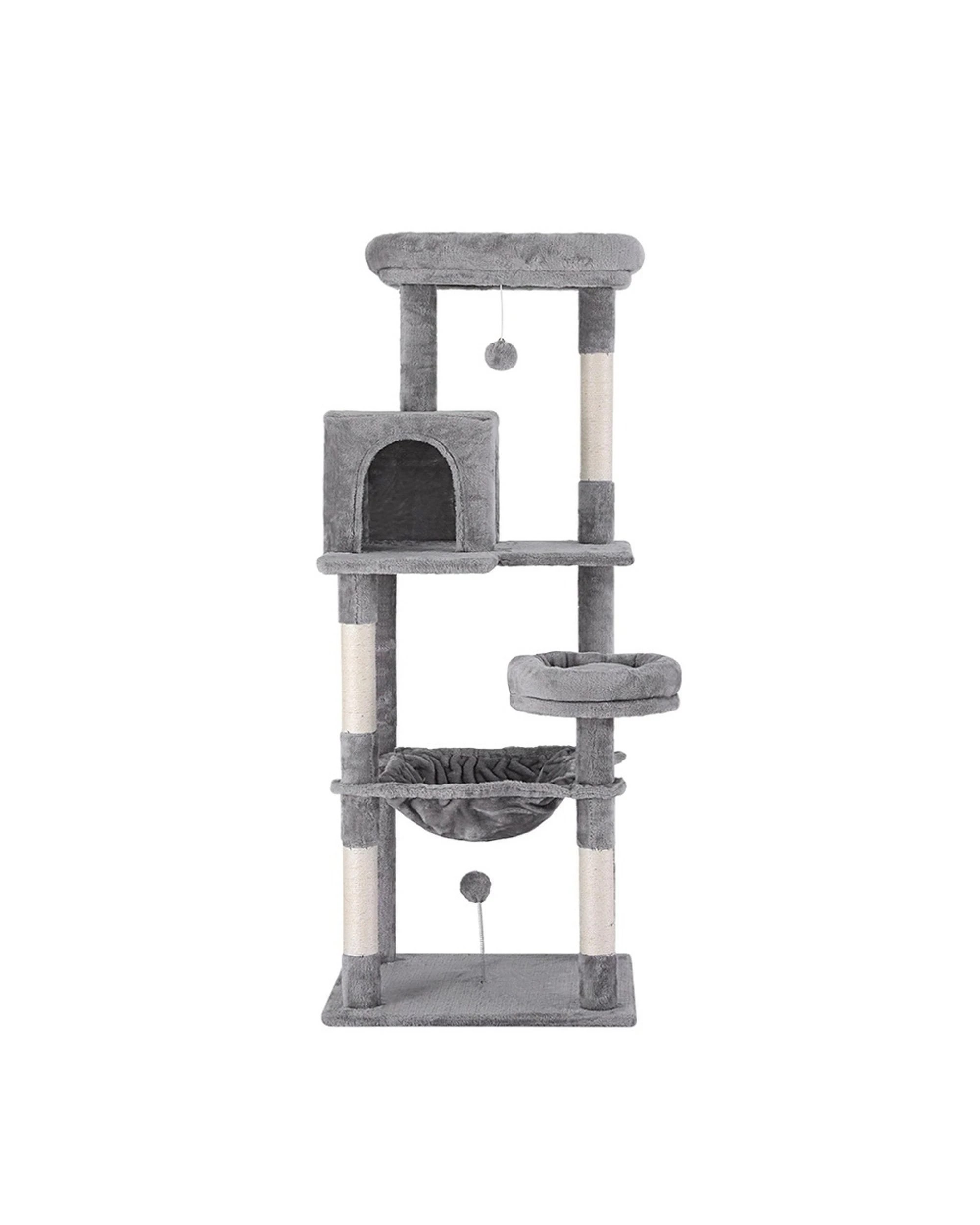 3 I.pet Cat Tree 143cm Tower Scratching Post Trees Scratcher Condo House Grey
 - Grey, 3 of 3