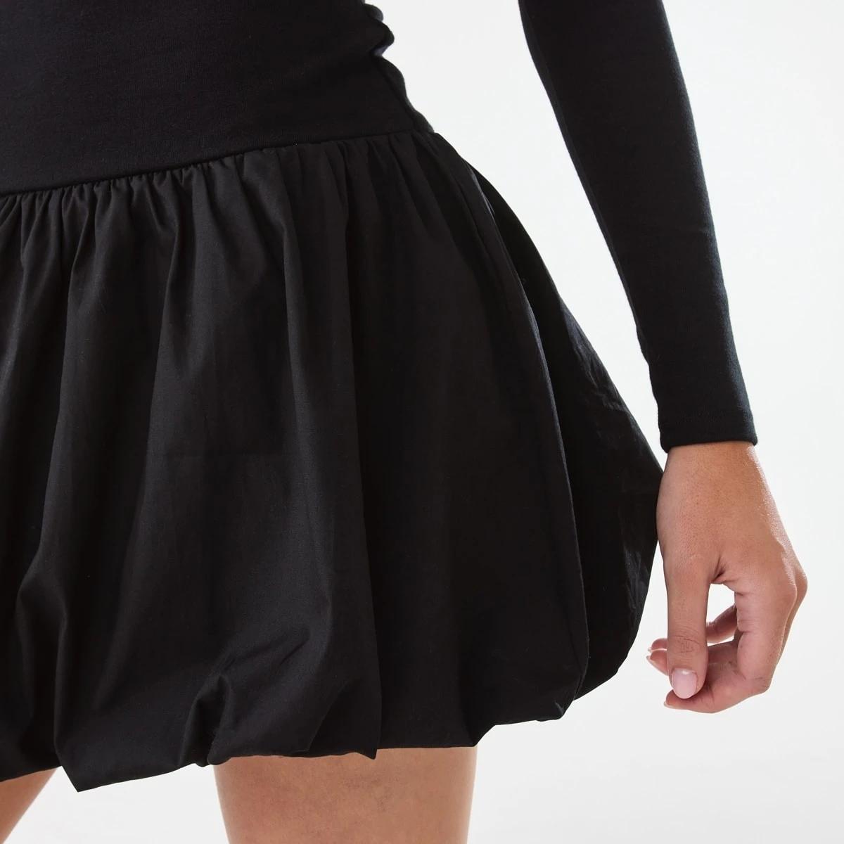 7 Long Sleeve Bubble Mini Dress Black, 7 of 7