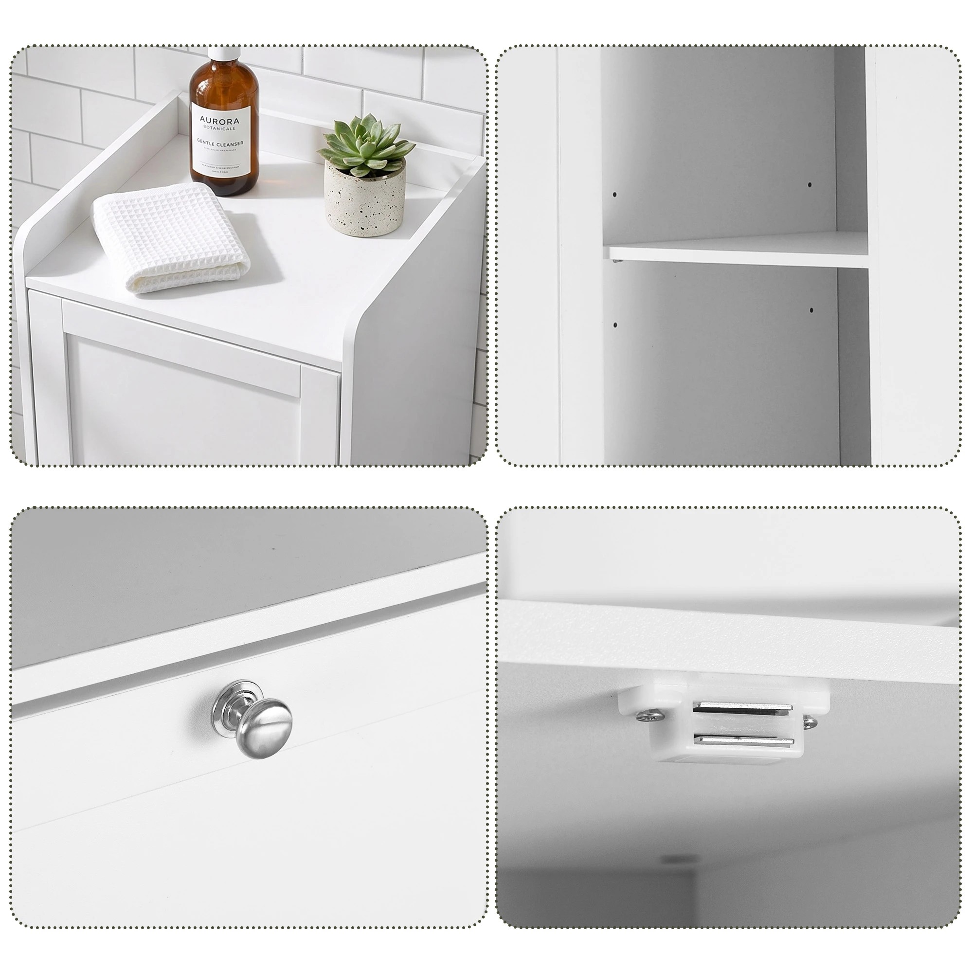 9 Artiss Tall Bathroom Storage Cabinet with Tilt Out Laundry Hamper 170cm- White, 9 of 10