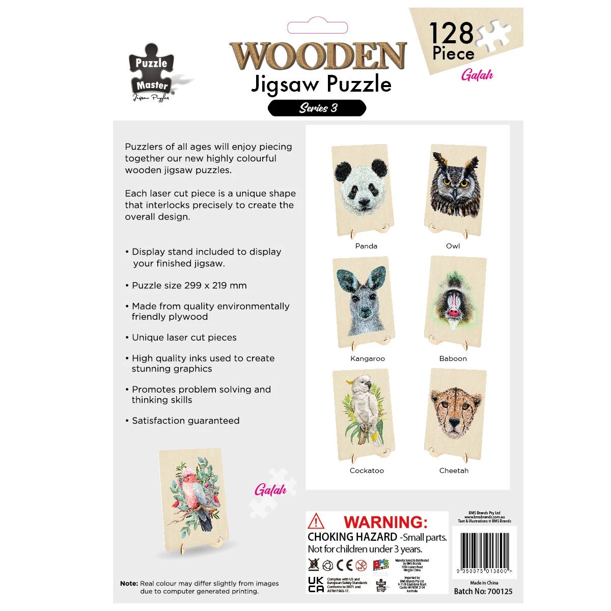 5 Puzzle Master 128 Piece Wooden Jigsaw Puzzle, Galah, 5 of 5