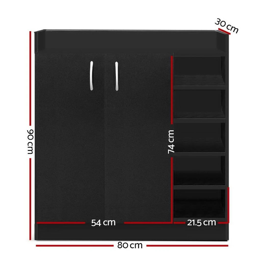 4 Artiss Shoe Rack Cabinet 21 Pairs Adjustable Shelves Clair - Black, 4 of 10