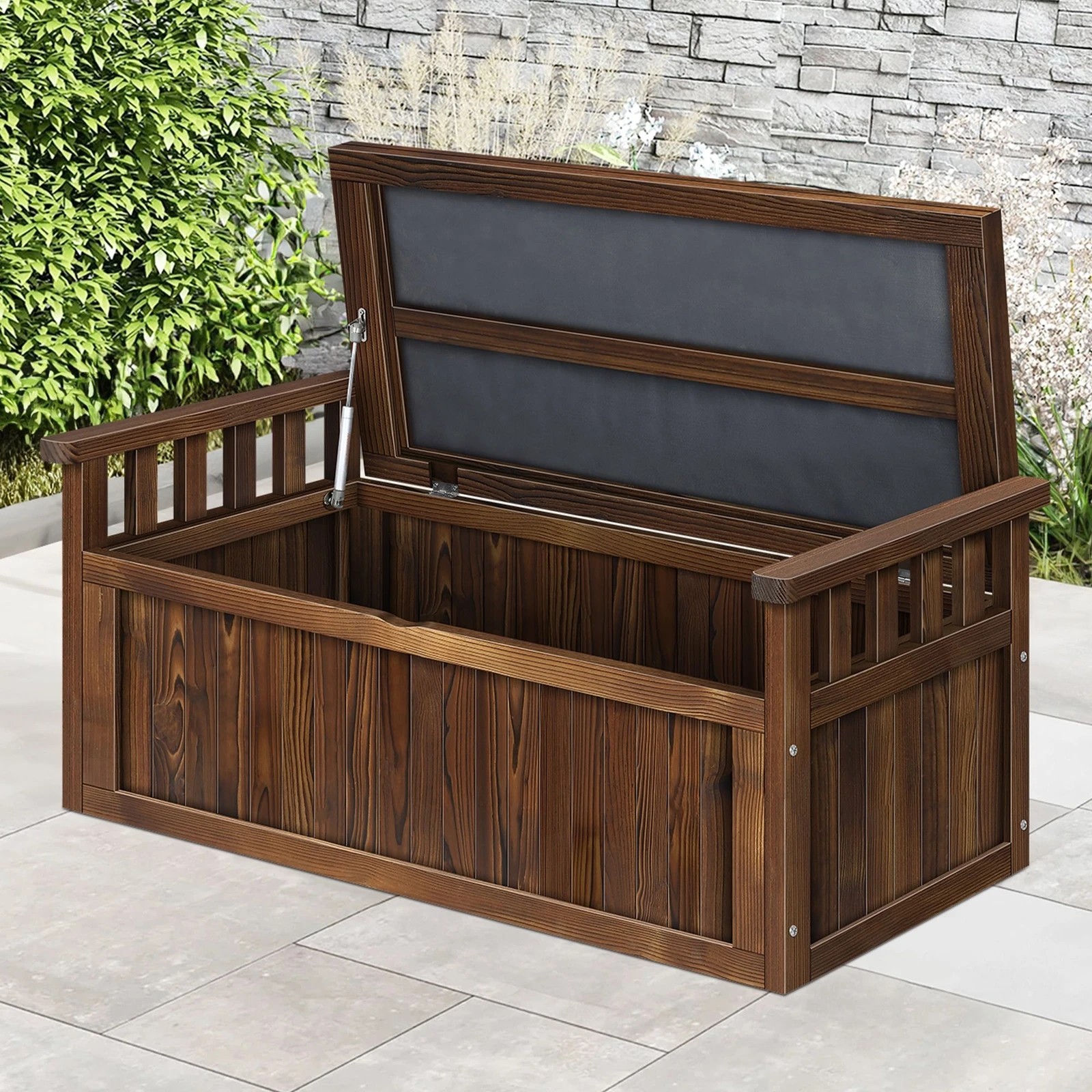 9 Alfordson Outdoor Storage Box Wooden Garden Bench Chest Tool Sheds XL - Charcoal, 9 of 9