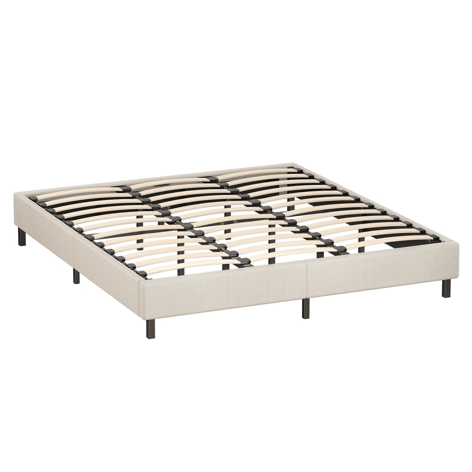 10 Alfordson Bed Frame King Size Mattress Base Foundation Beige Fabric Basel - Beige, 10 of 10