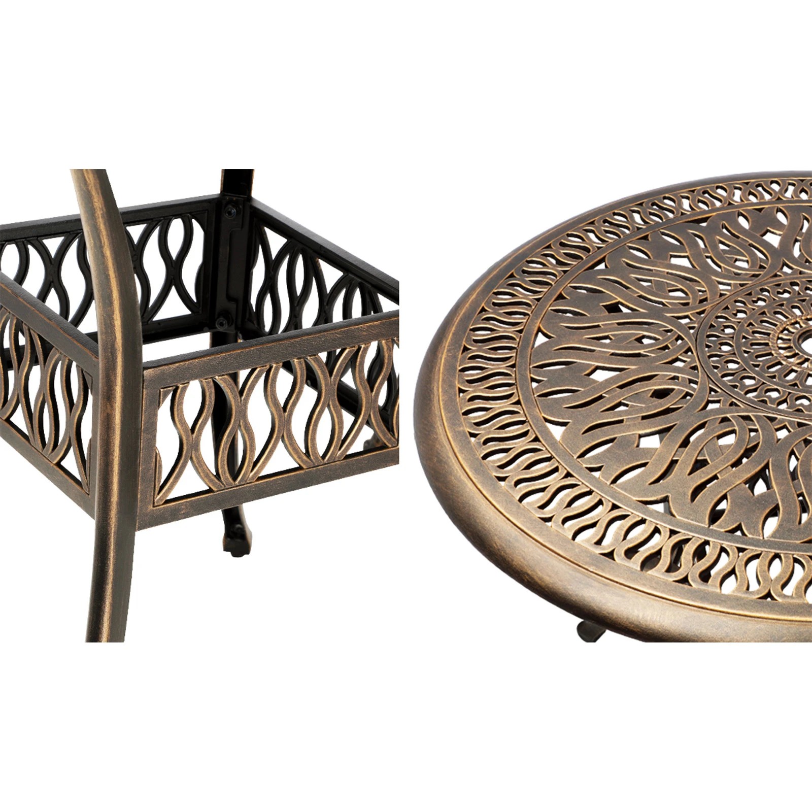 5 Livsip Garden Table Bronze Cast Aluminium Outdoor Patio Dining Side Table 75cm - Bronze, 5 of 9