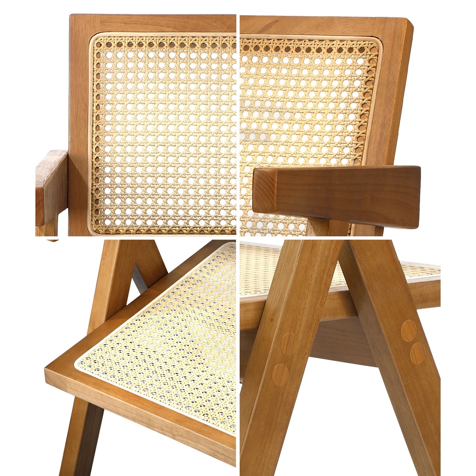 4 Oikiture 2x Dining Chairs Rattan Chair Wooden Accent Chair Walnut
 - Brown, 4 of 10