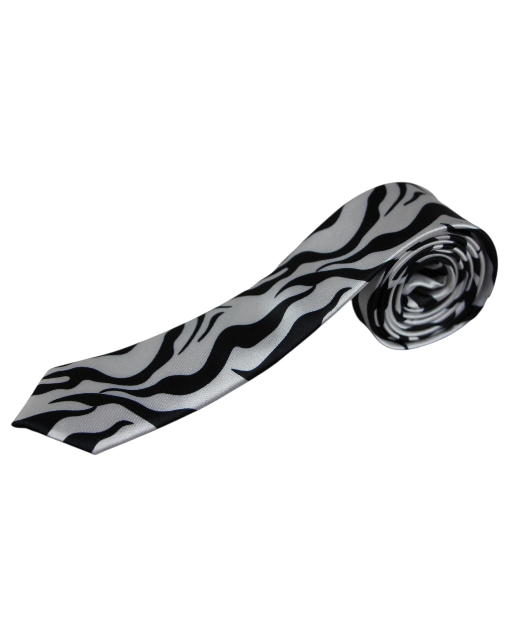 1 Zasel Mens White & Black Zebra 5cm Skinny Neck Tie - Multi, 1 of 3