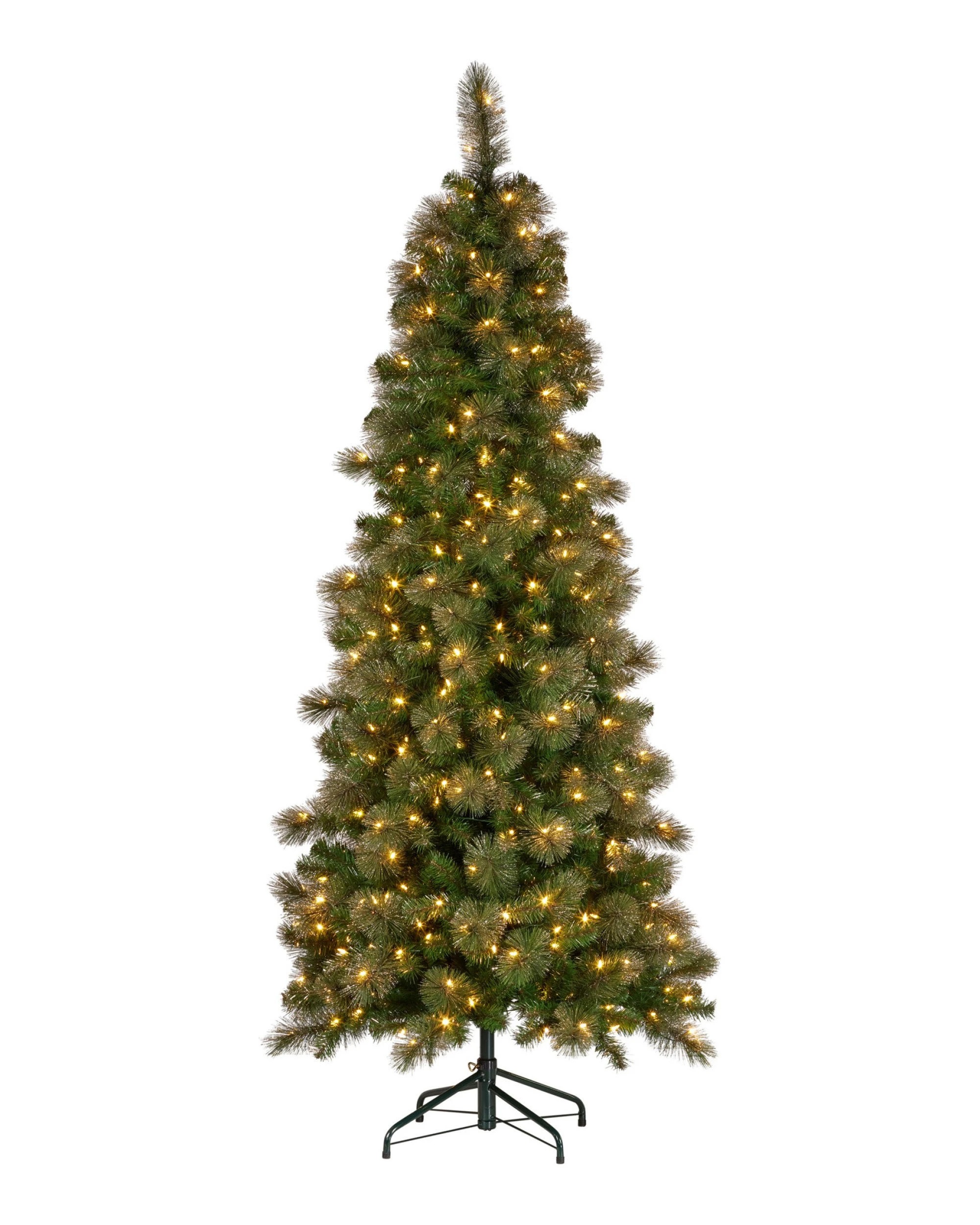 4 Christabelle 7.5ft Christmas Tree Slim Glittery Gold Pine Led Lights Xmas Decor, 4 of 6
