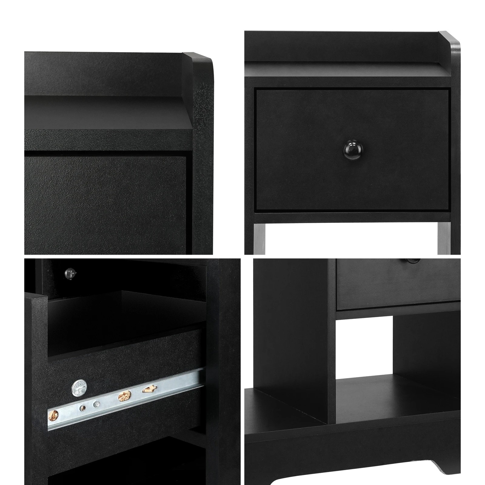 4 Oikiture Bedside Tables Set of 2 Side Table Nightstand Storage Shelf - Black, 4 of 10
