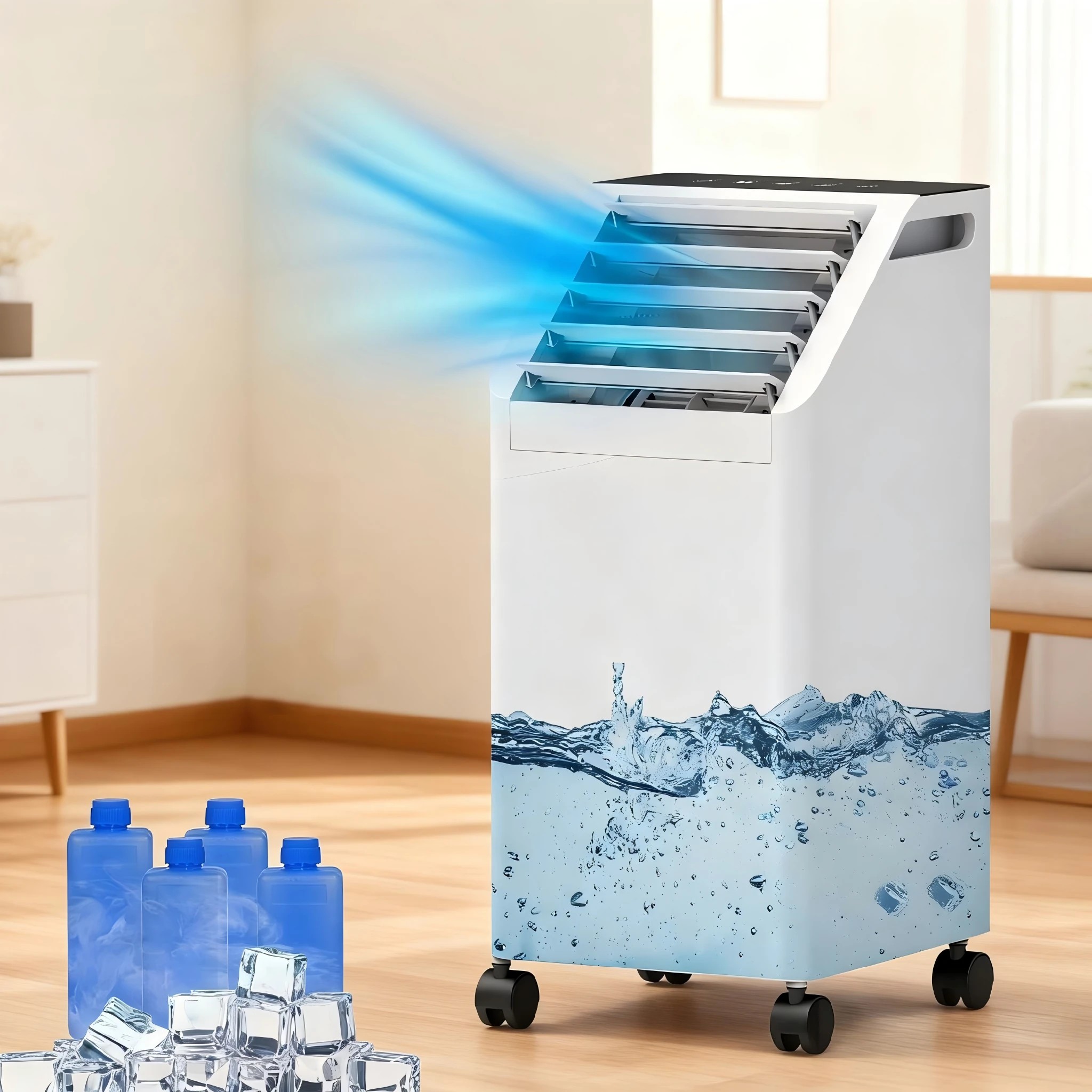 5 Advwin 4L Evaporative Air Cooler Fan with Large Water Tank 3 Speeds 4 Ice Crystal Box, 5 of 7
