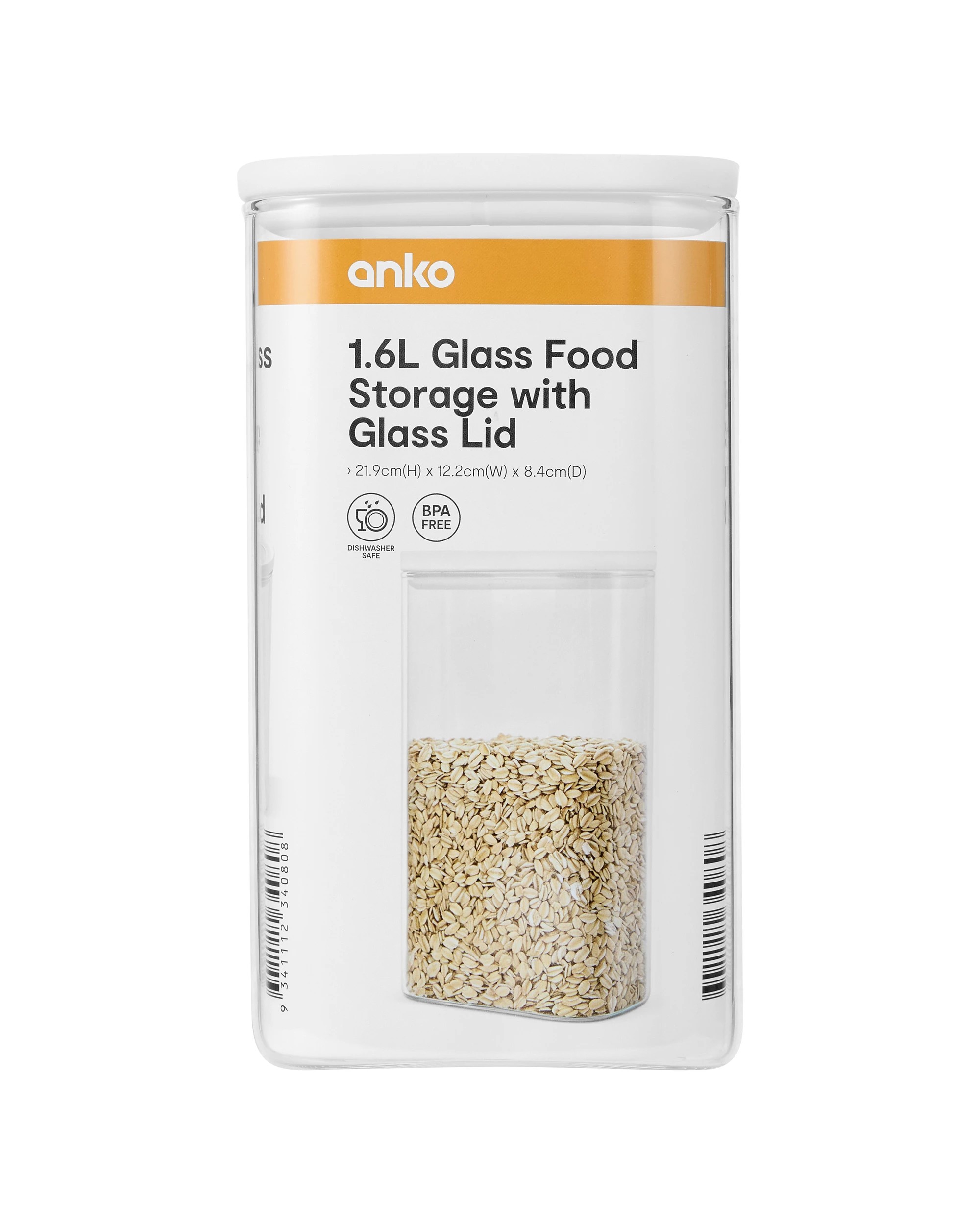 1.6L Glass Food Storage with Glass Lid - Kmart