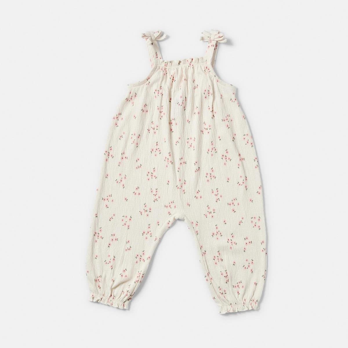 1 Long Leg Crinkle Romper EGRET BLOOM FLORAL, 1 of 3