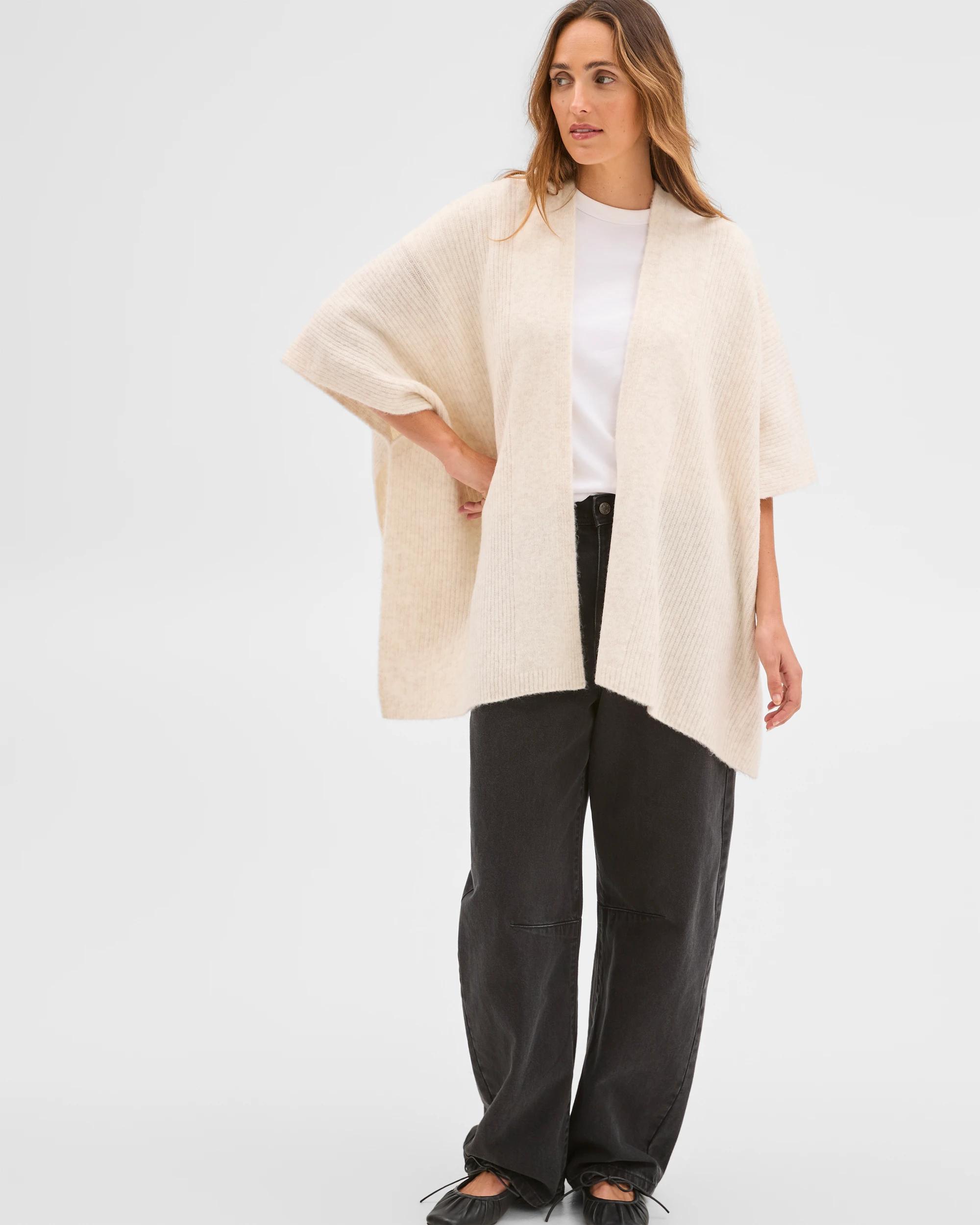 1 Target Woman Knitted Poncho CREAM MARLE, 1 of 6