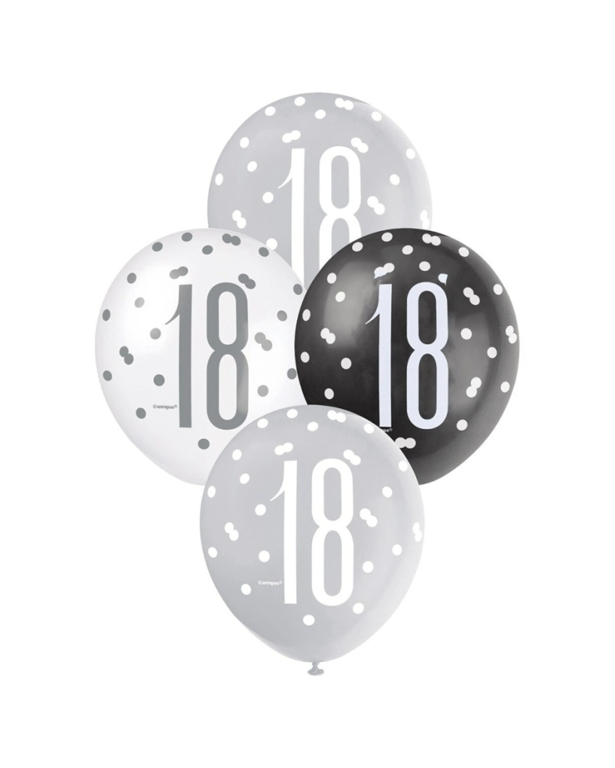 1 Meteor Party 6pc Latex Balloons 18th Birthday 30cm - Black, 1 of 1