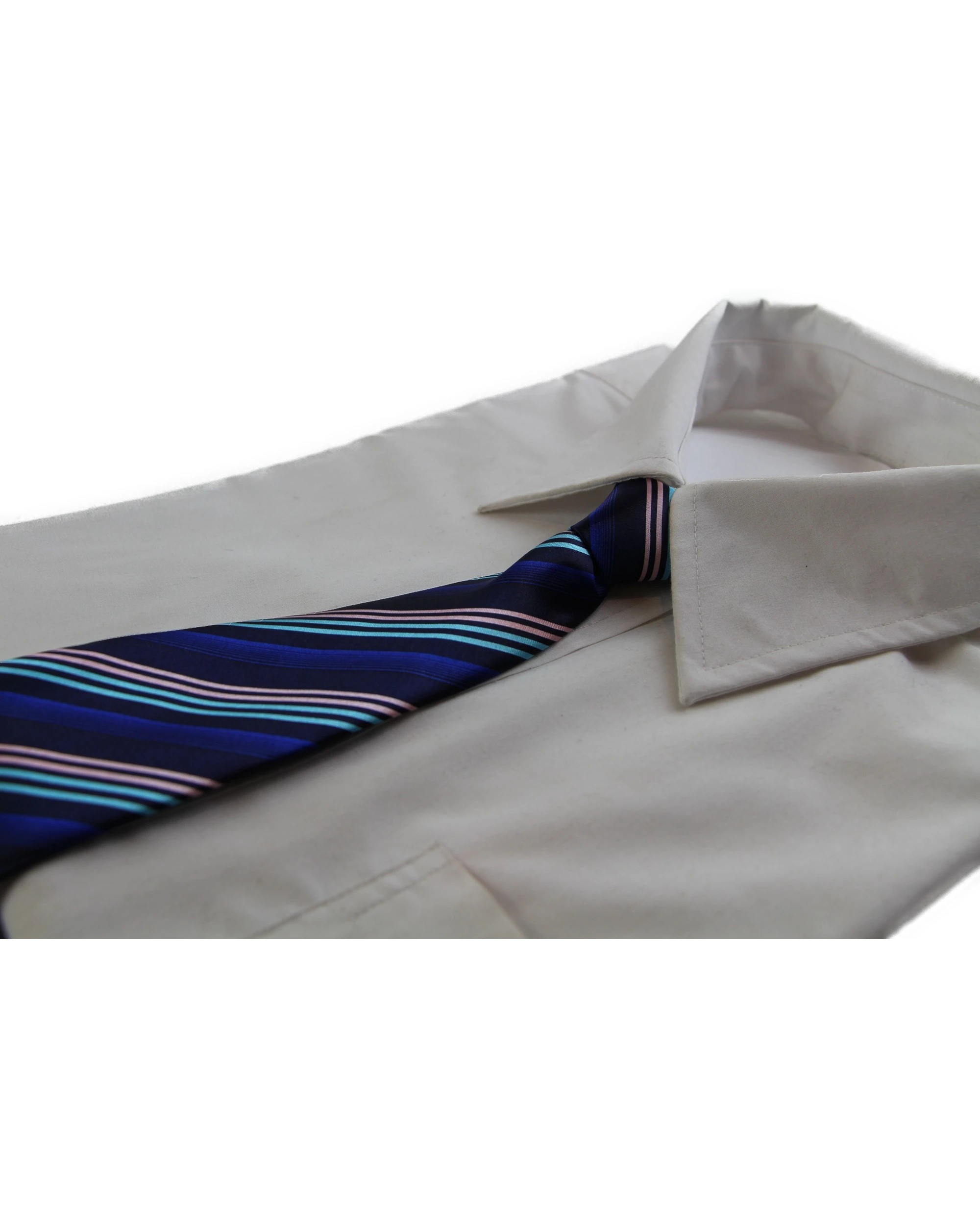 1 Zasel Kids Boys Dark Blue Multicoloured Diagonal Patterned Elastic Neck Tie - Multi, 1 of 3